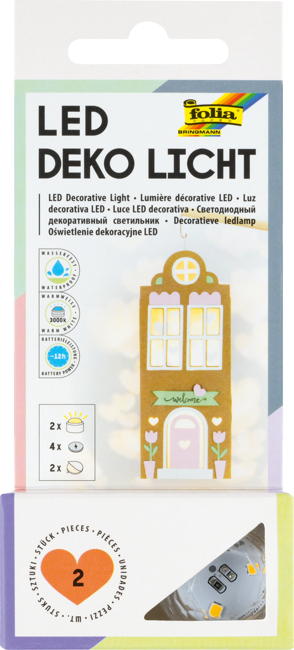 LED Deko Licht, Warmweiß, 30 x 25 mm, 2 Stück