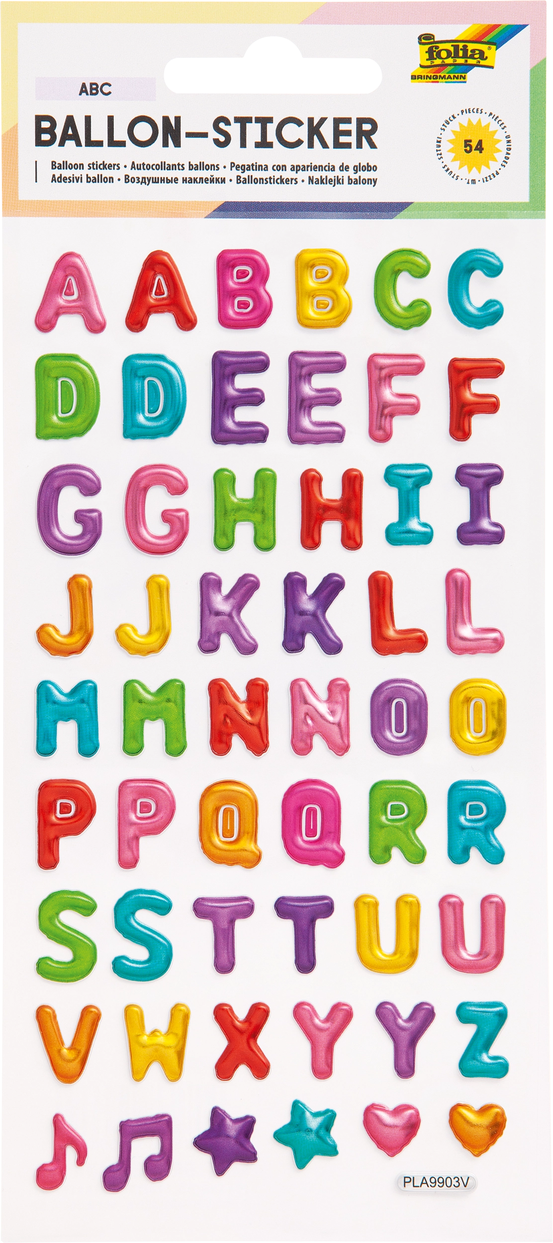 Ballon-Sticker, ABC, 54 Sticker, 1 Blatt