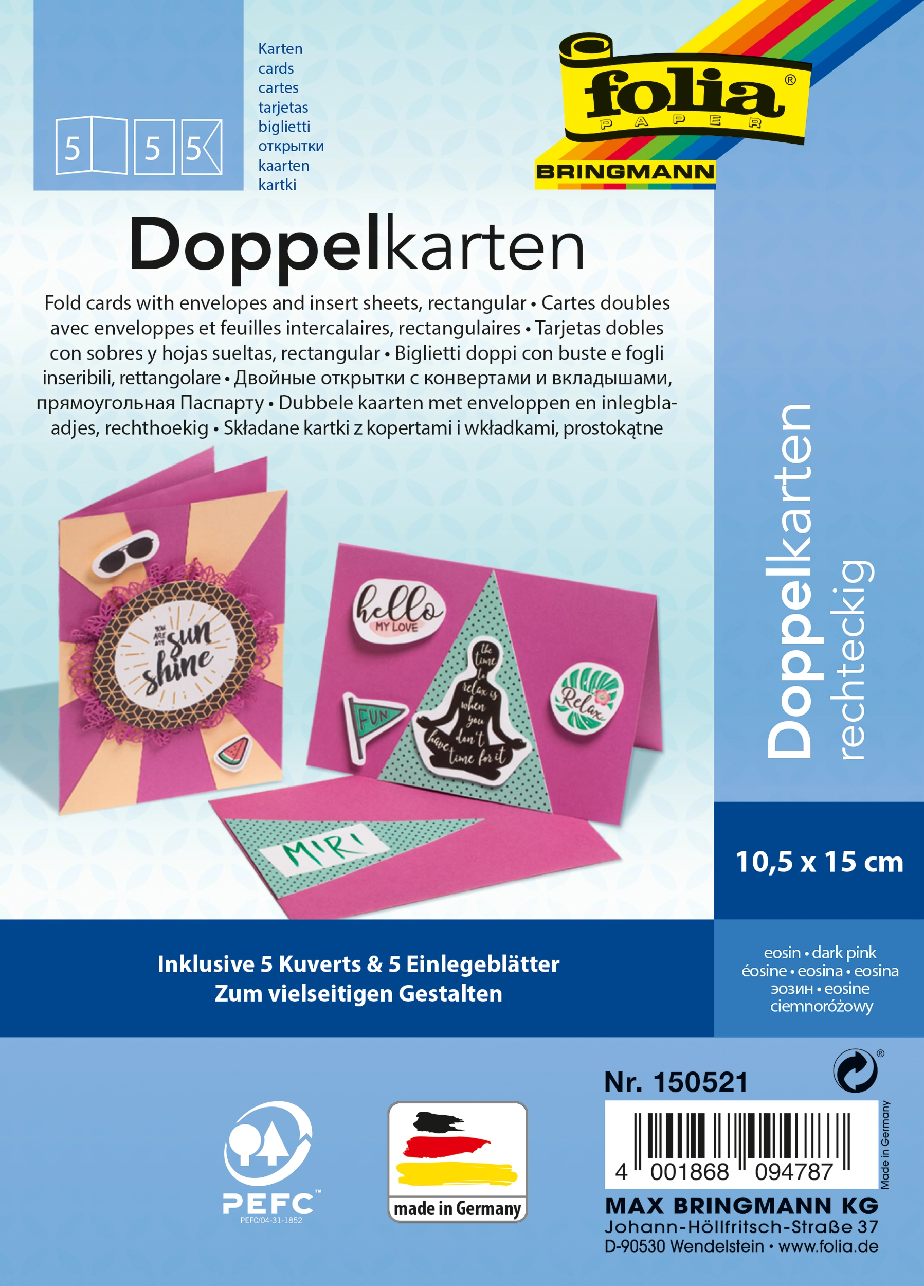 Klappkarten, Eosin, Rechteckig