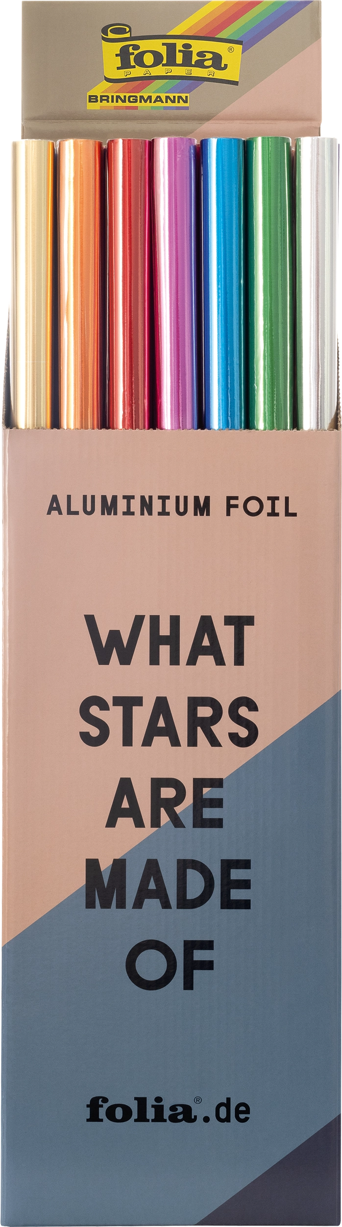 Alufolie Display, 9 Farben Sortiert, 50 x 78 cm, 50 Rollen