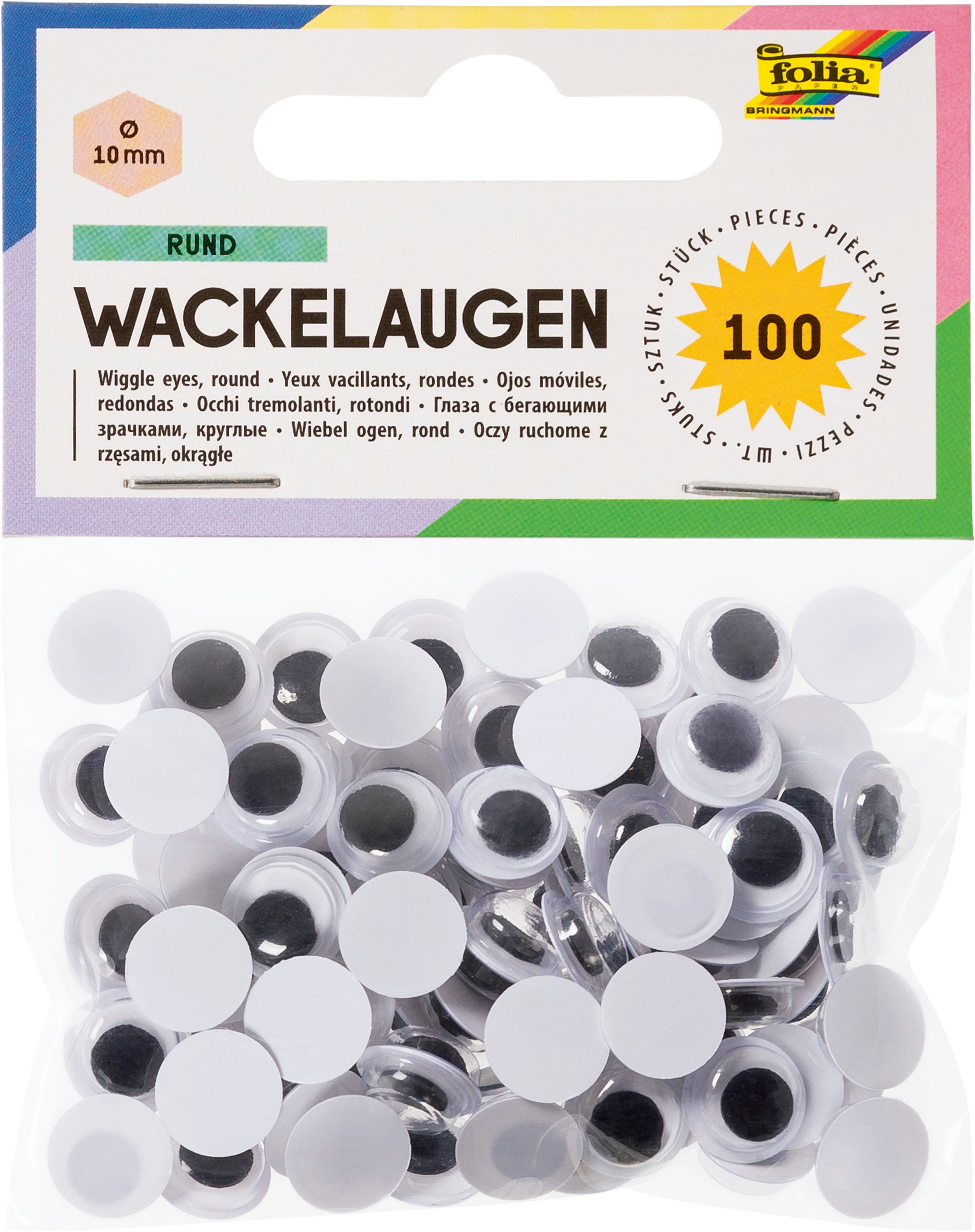 Wackelaugen, Rund, Ø 10 mm, 100 Stück