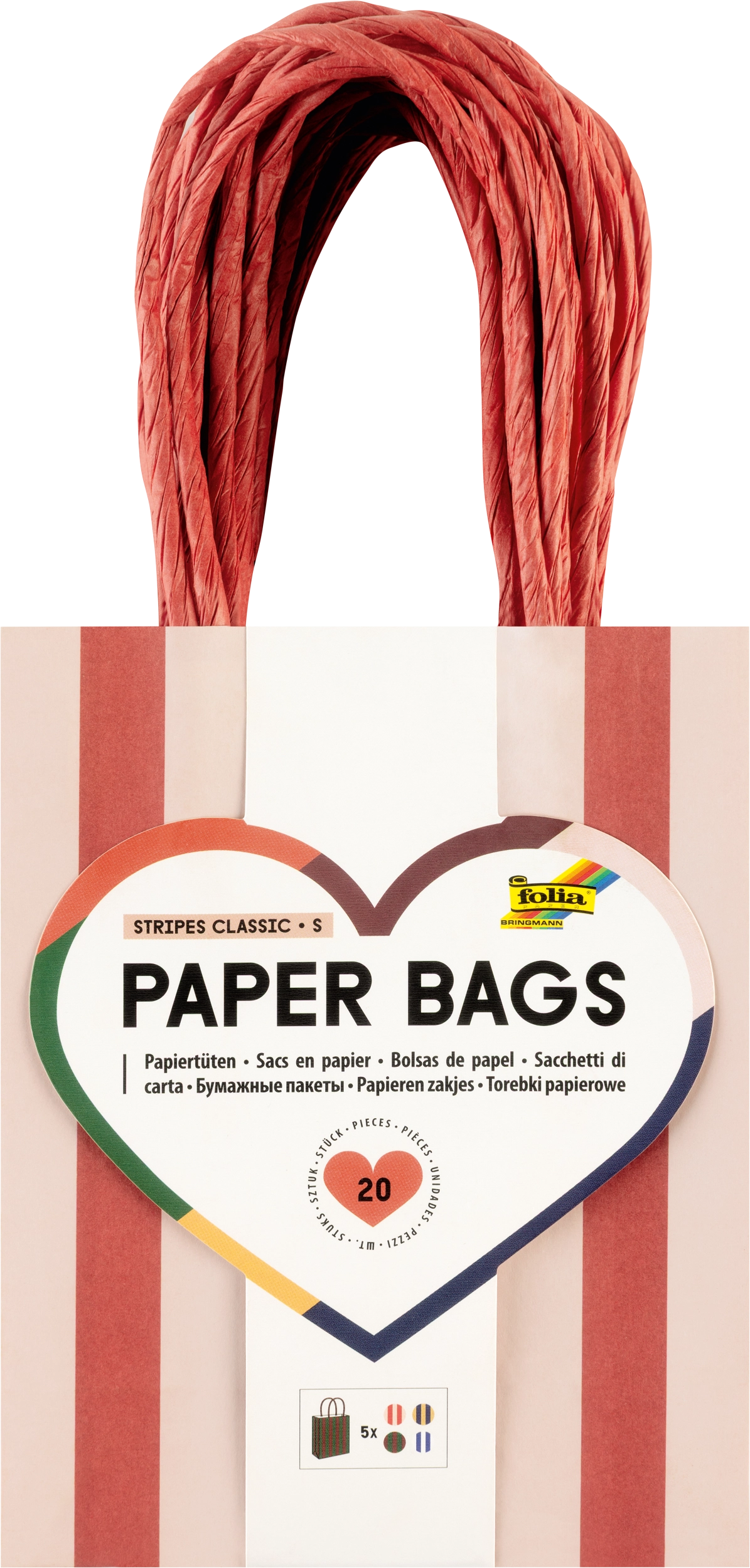 Paper Bags, Stripes, Classic, S, 110 g/m², 20 pieces