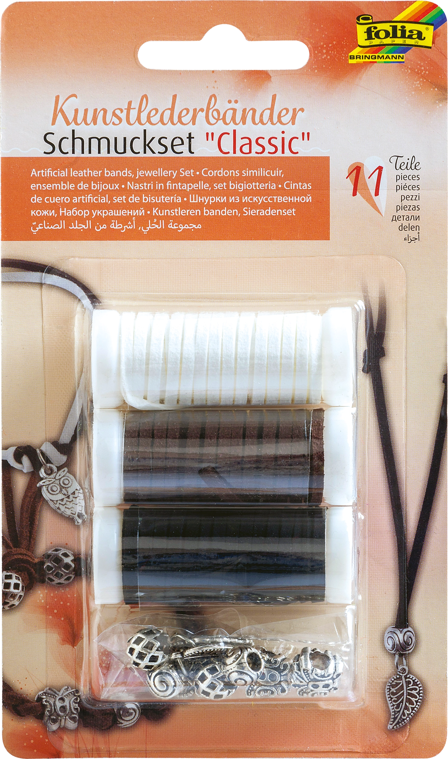 Artificial leather bands jewellery set, Summer, 11 parts