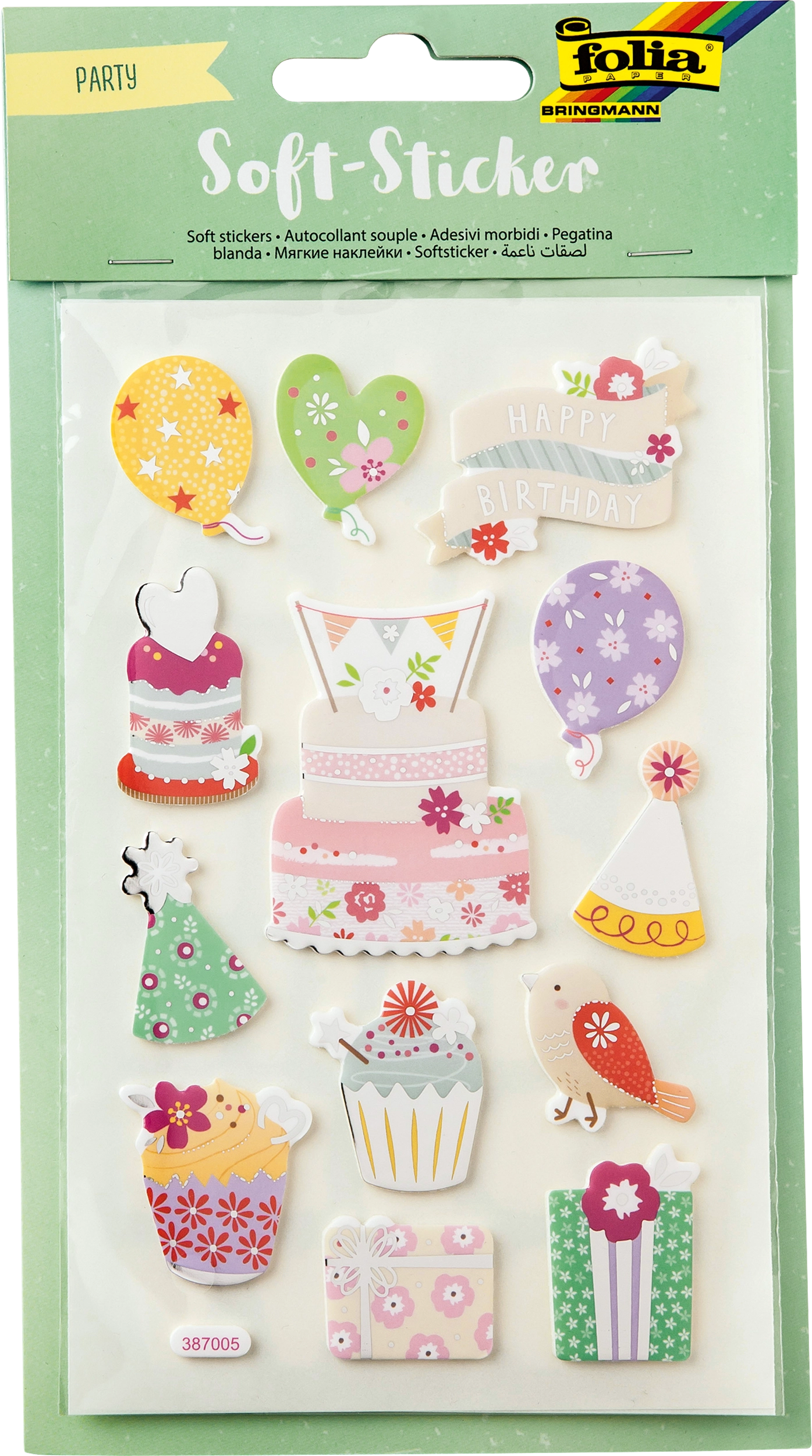 Soft-Sticker, Party, 48 Sticker, 2 Blatt