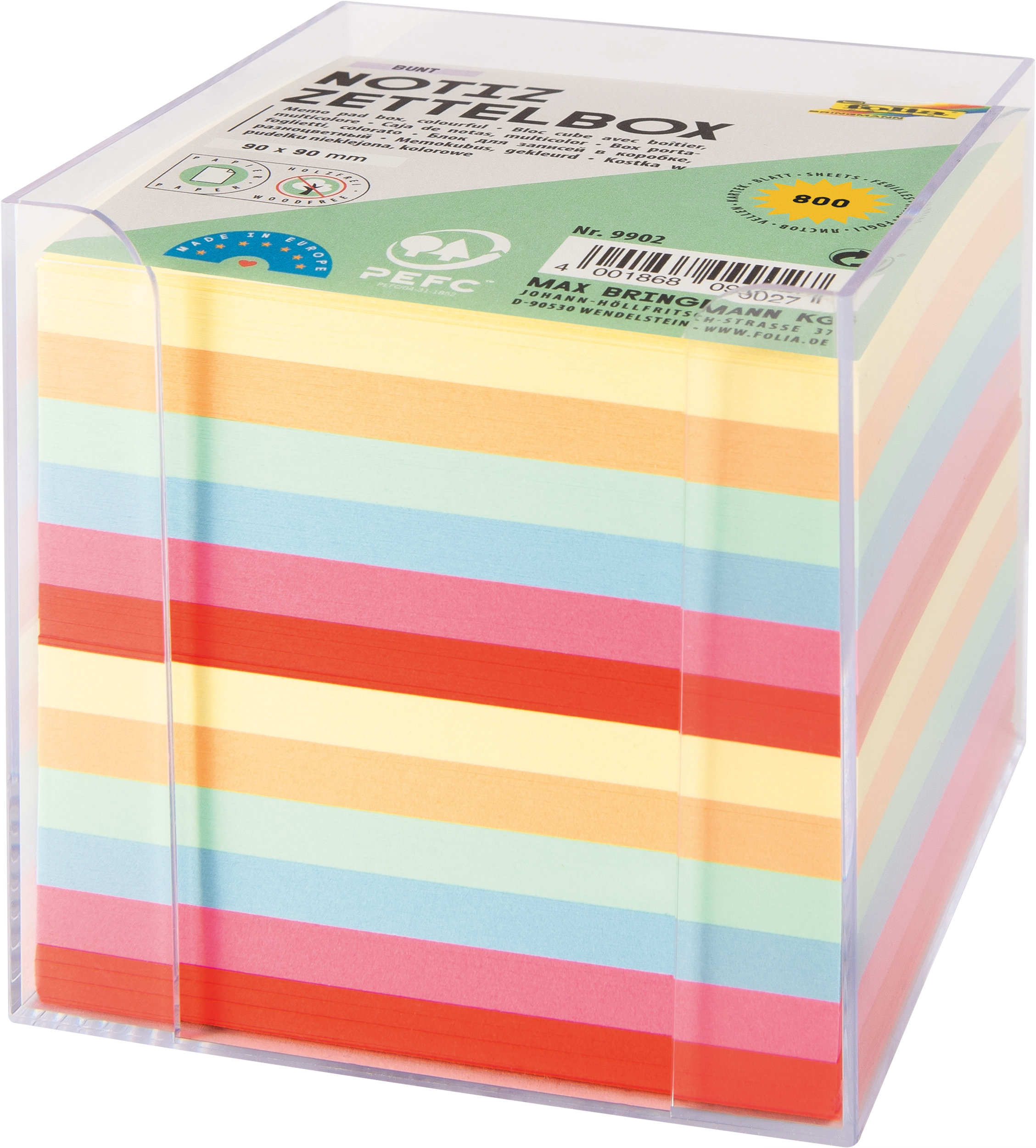 Note box, Colourful, 9 x 9 cm, 800 sheets