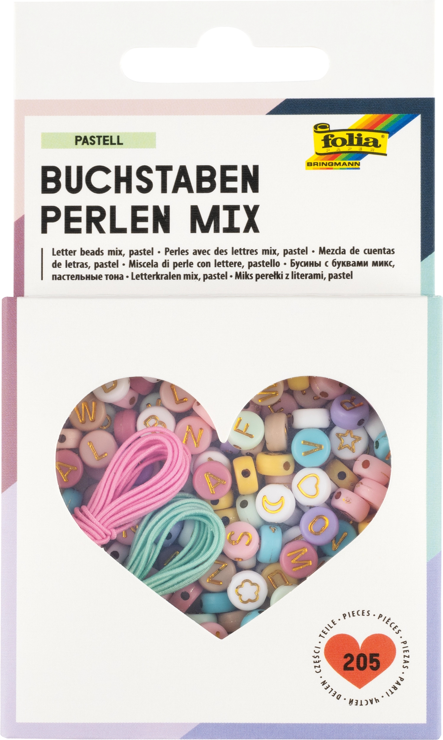 Buchstaben Perlen Mix, Pastell, Ø 6 mm, 205 Teile