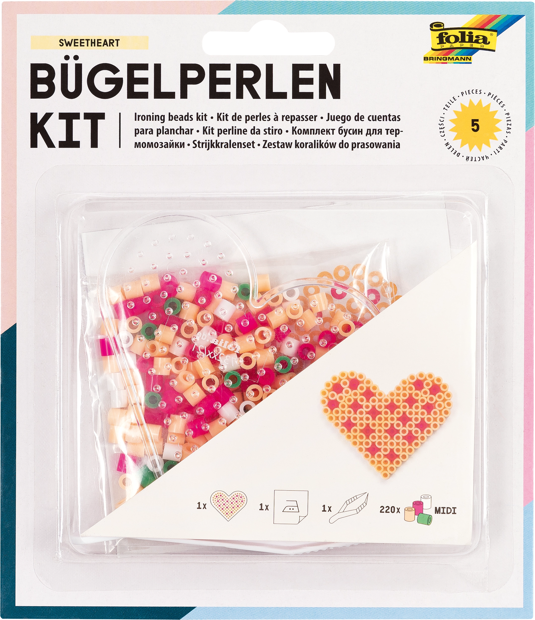 Bügelperlen Kit, Liebling, 5 Teile