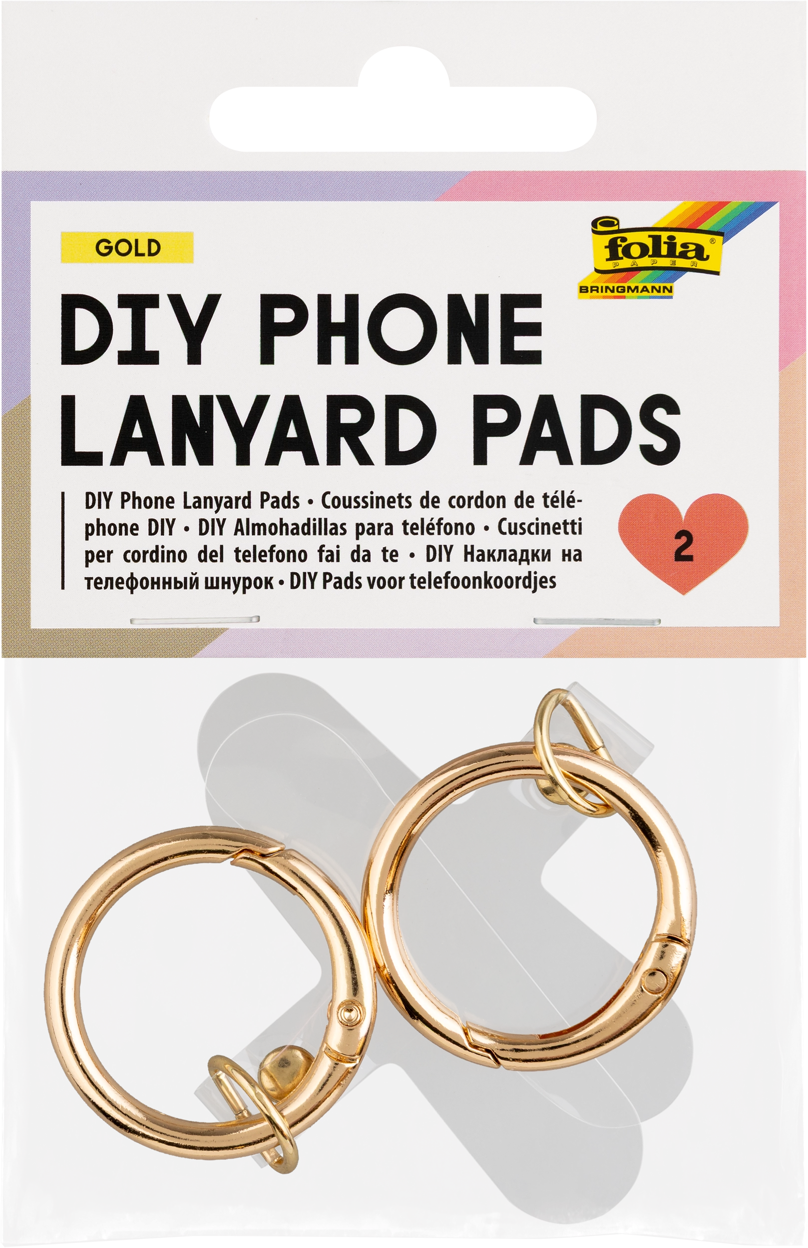 DIY Phone Lanyard Pads, Gold, 2 Stück
