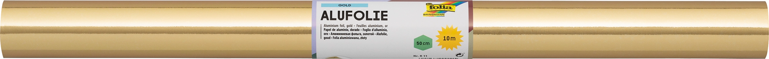 Aluminium Foil Double-Sided, Gold / Gold, 50 cm x 10 m, 1 roll