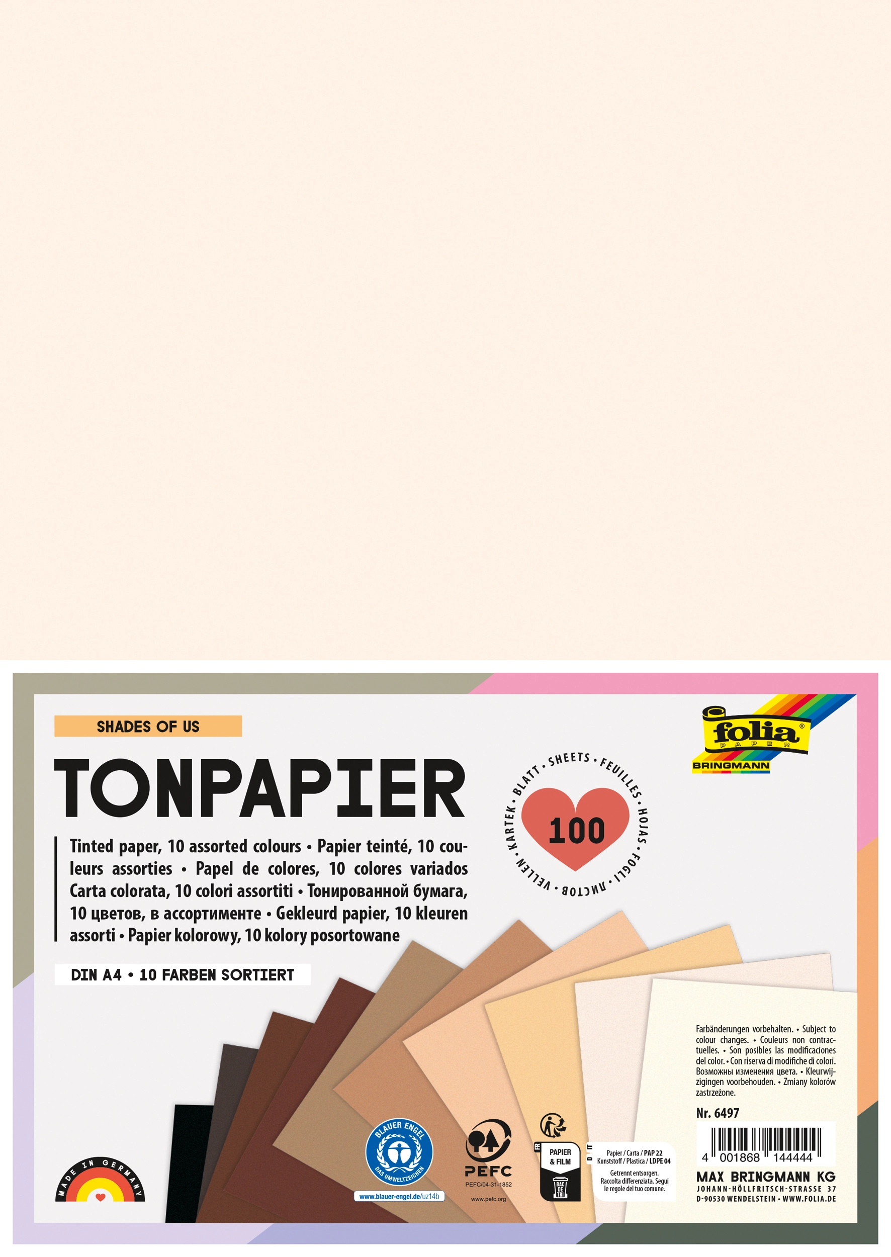 Tonpapier , Shades of Us, DIN A4, 130 g/m², 100 Blatt
