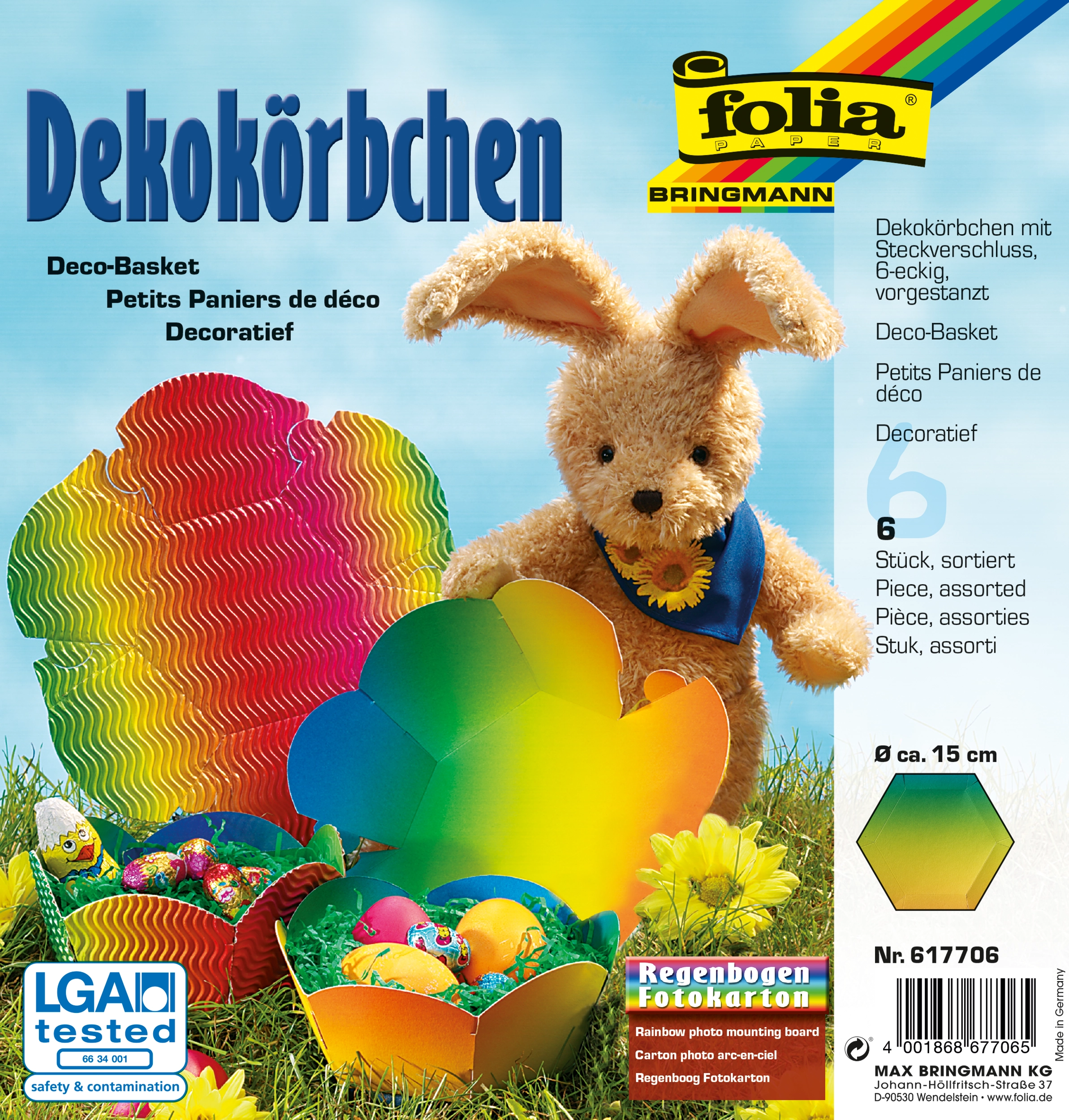 Dekokörbchen, Regenbogen, Ø 15 cm, 6 Stück