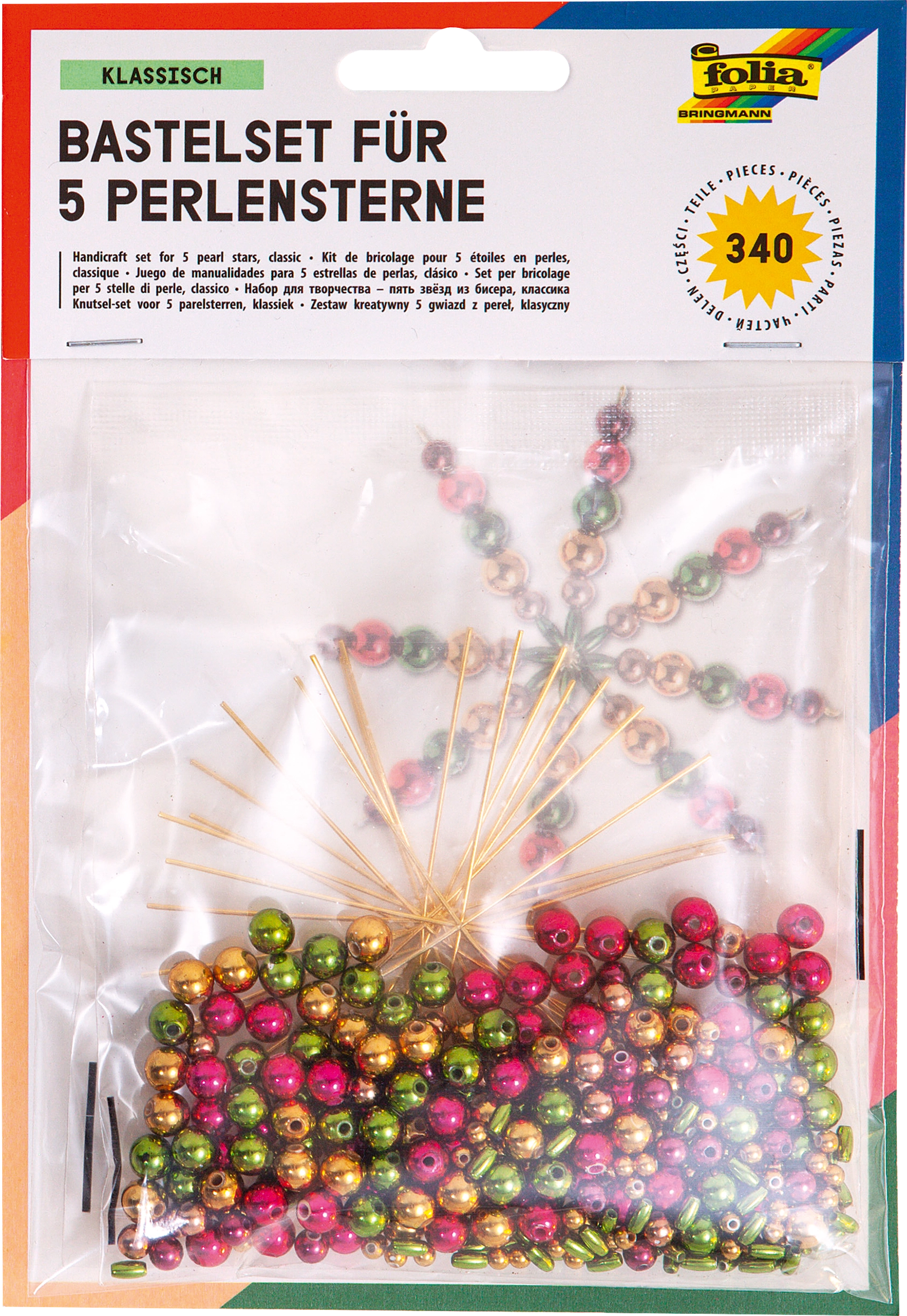 Bastelset für 5 Perlensterne, Klassisch, 340 Teile