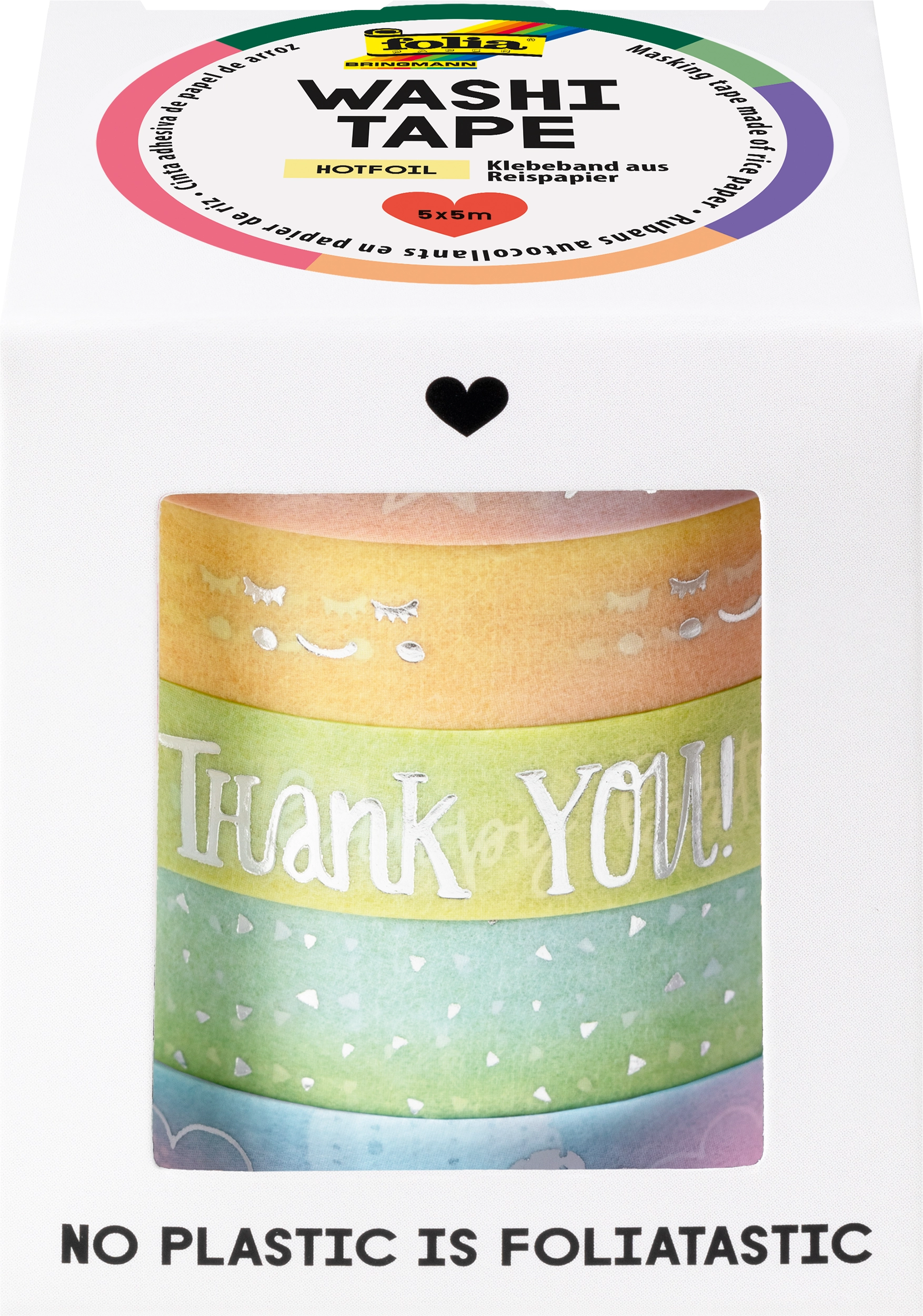 Washi Tape, Rainbow Irisierend, 5x 5 m, 5 Rollen