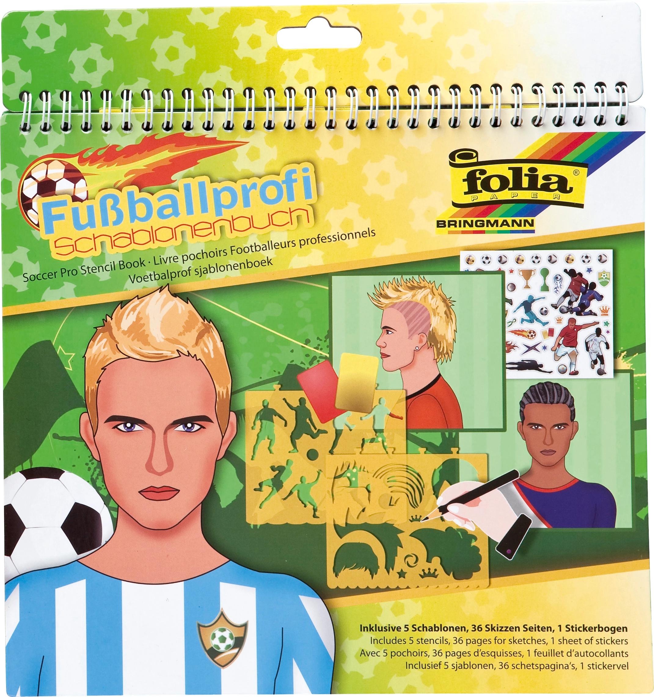 Schablonenbuch, Groß, Fußballprofi, 26,4 cm x 24 cm, 42 Teile