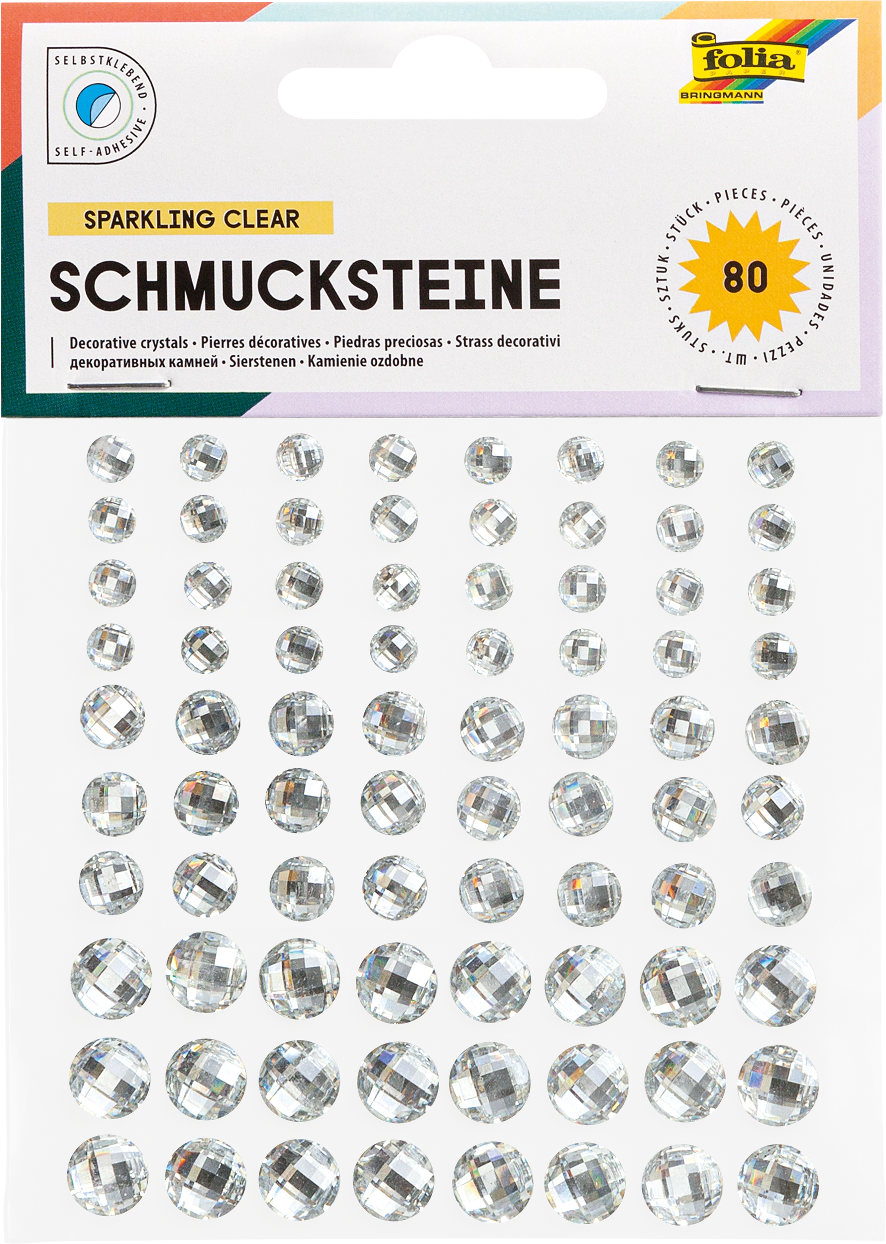 Schmucksteine, Strahlend Transparent, Ø 6, 8, 10 mm, 80 Stück
