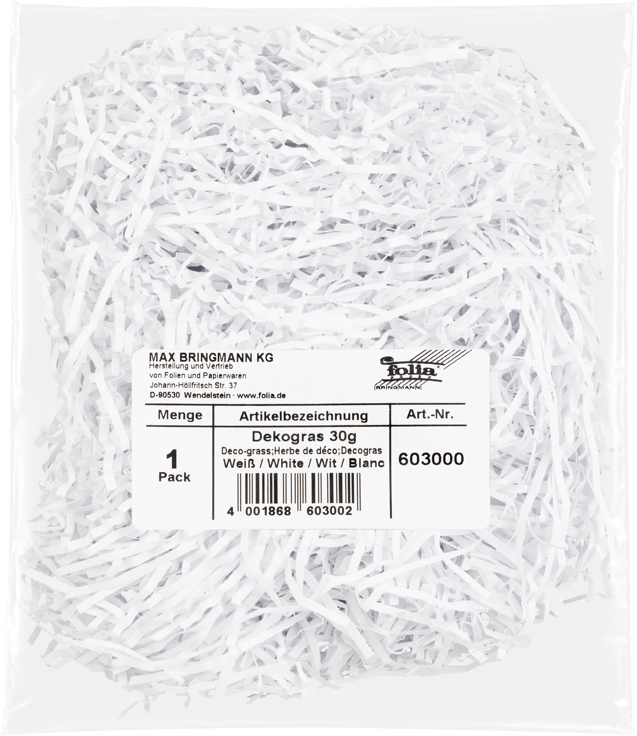 Easter Grass, White, transparent bag