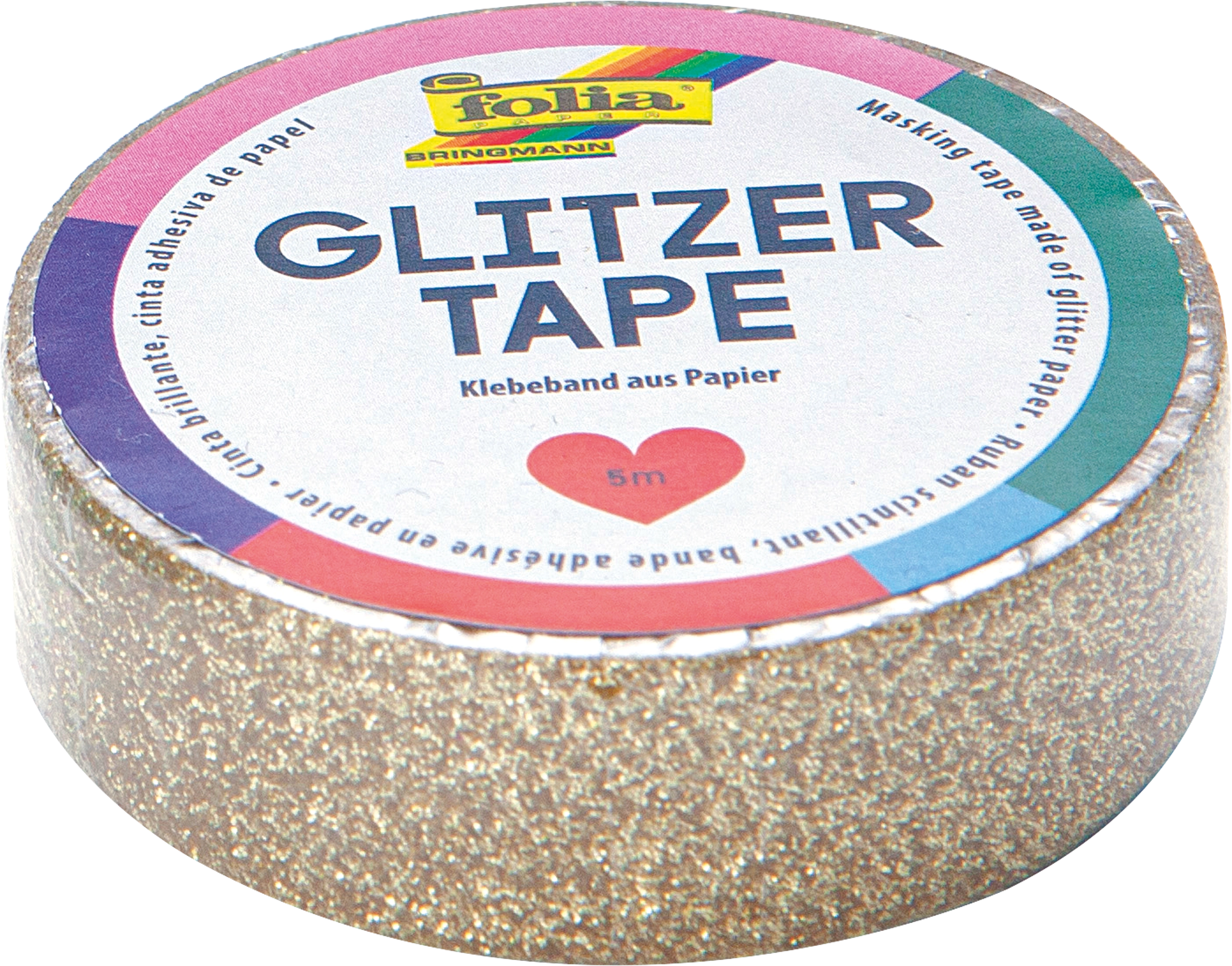 Glitzertape, Gold, 5 m, 1 Rolle