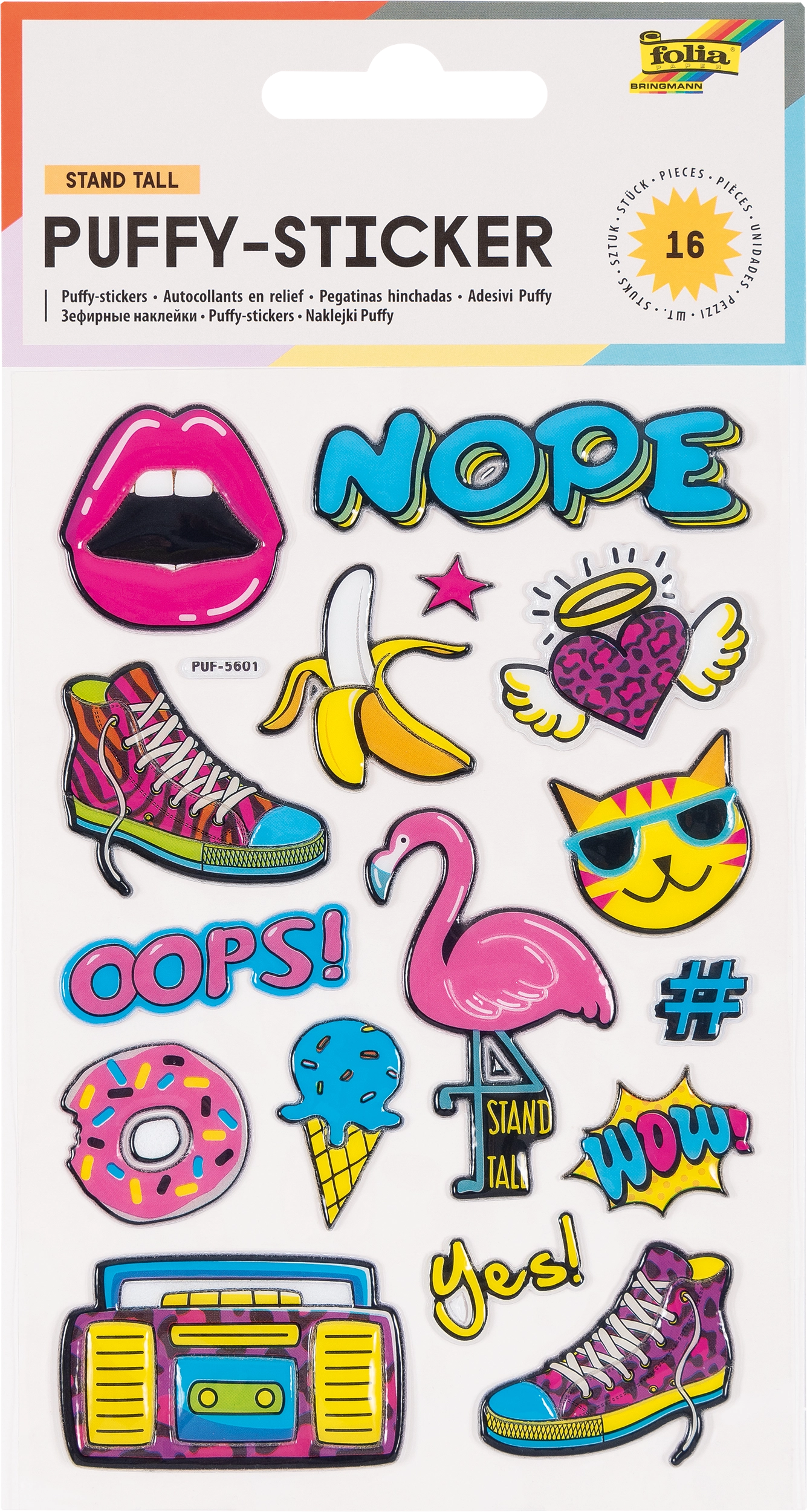 Puffy-Sticker, Stand Tall, 16 Sticker, 1 Blatt