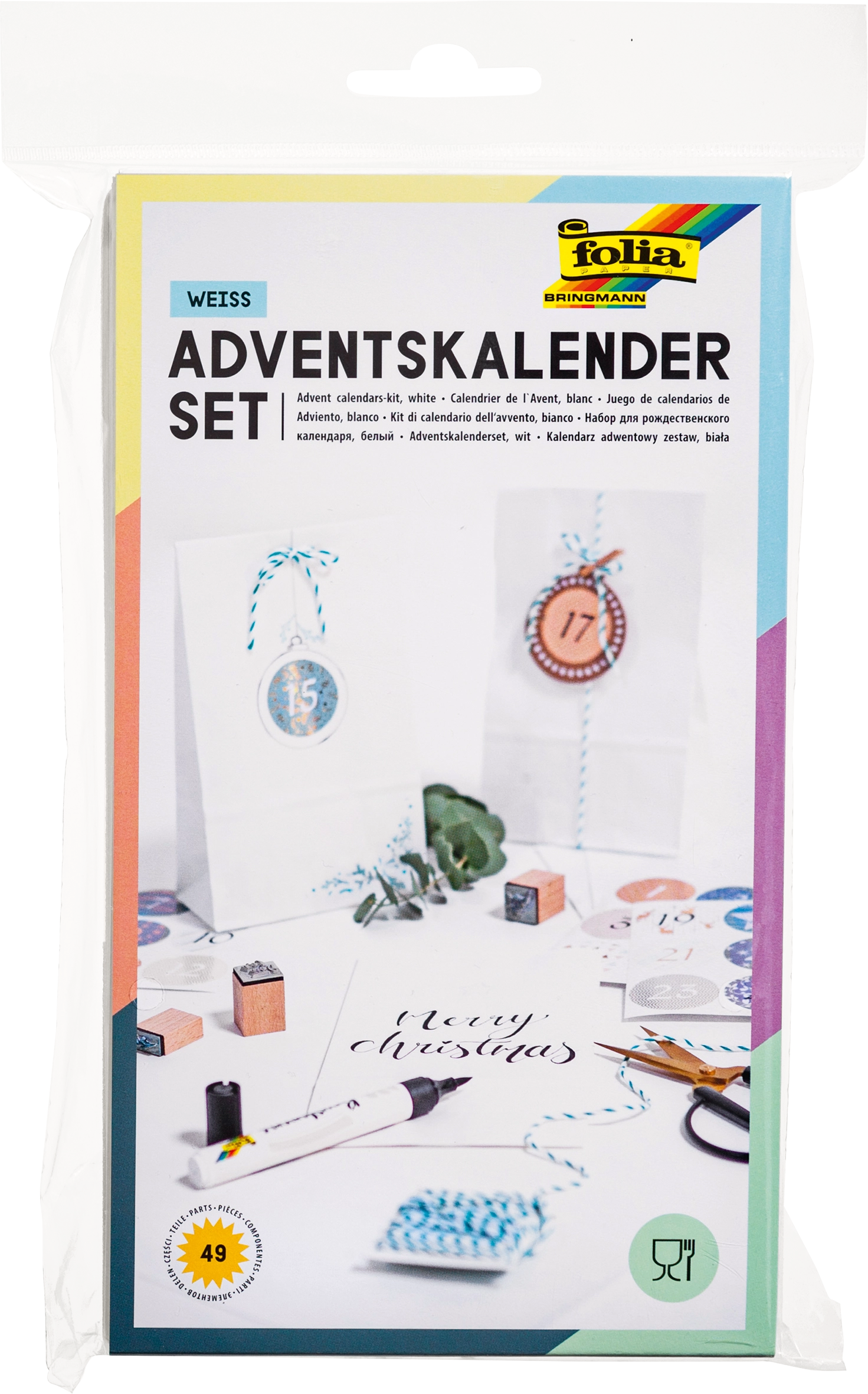 Adventskalender-Set, Weiß, 49 Teile