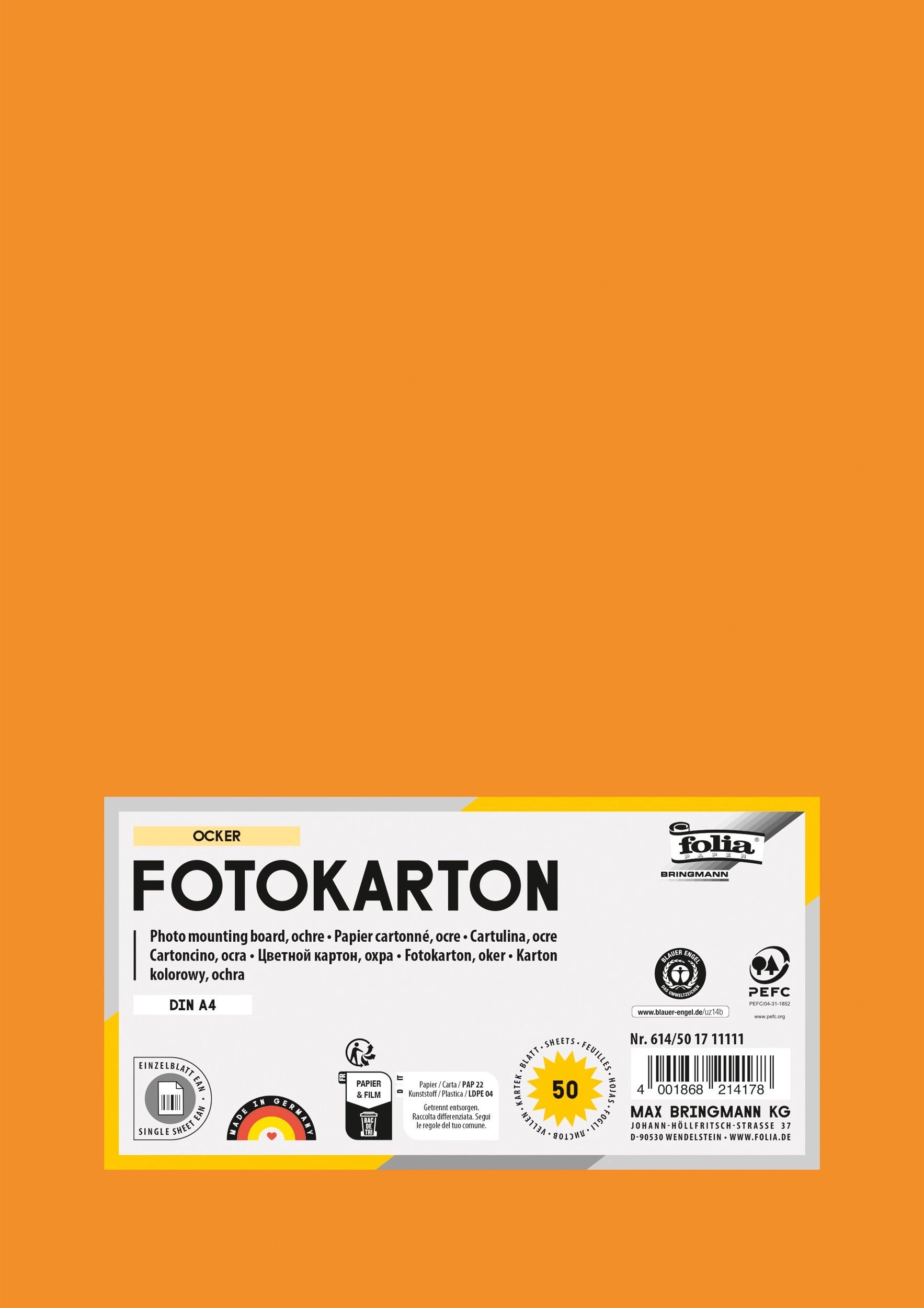 Photo Mounting Board, Ochre, DIN A4, 300 g/m², 50 sheets, yes