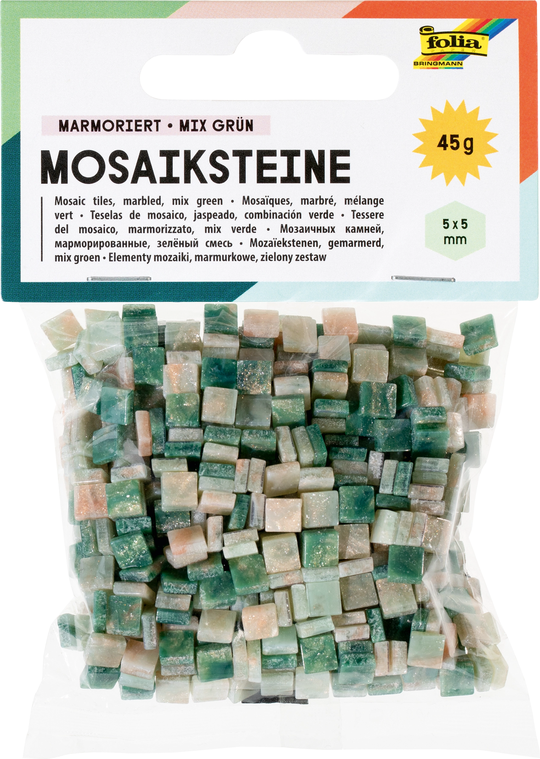 Resin-Mosaiksteine, Marmoriert, Grün, 5 x 5 mm, 700 Stück