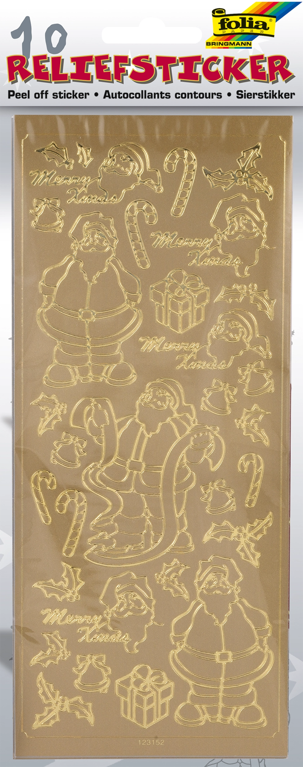 Relief-Sticker, Weihnachten, 736 Sticker, 10 Blatt