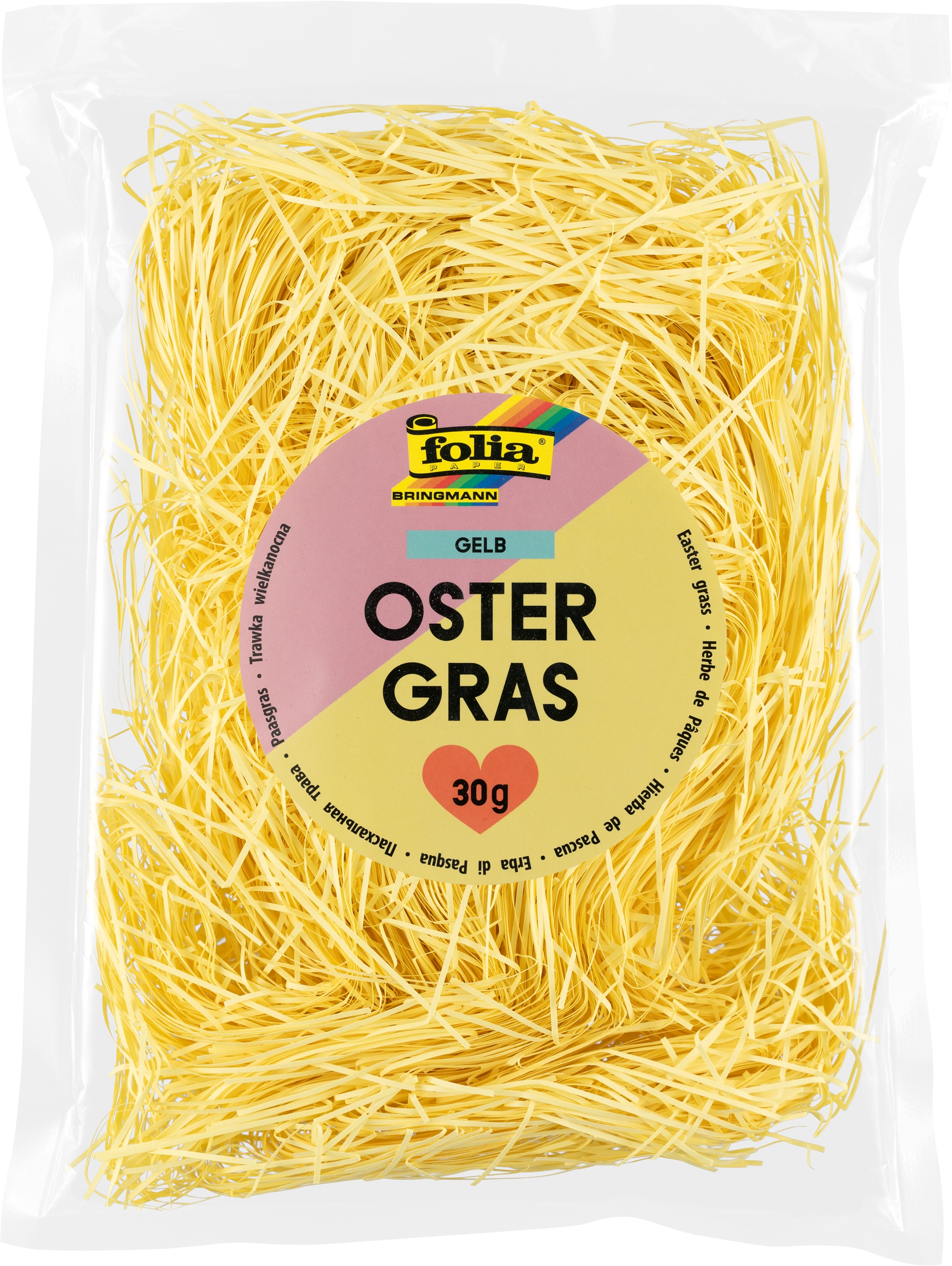 Easter Grass, Yellow, transparent bag