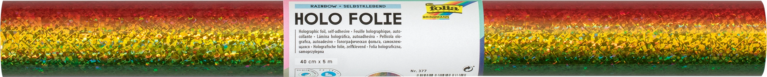 Holographische Folie, Regenbogen Holo, Selbstklebend, 40 cm x 5 m, 1 Rolle