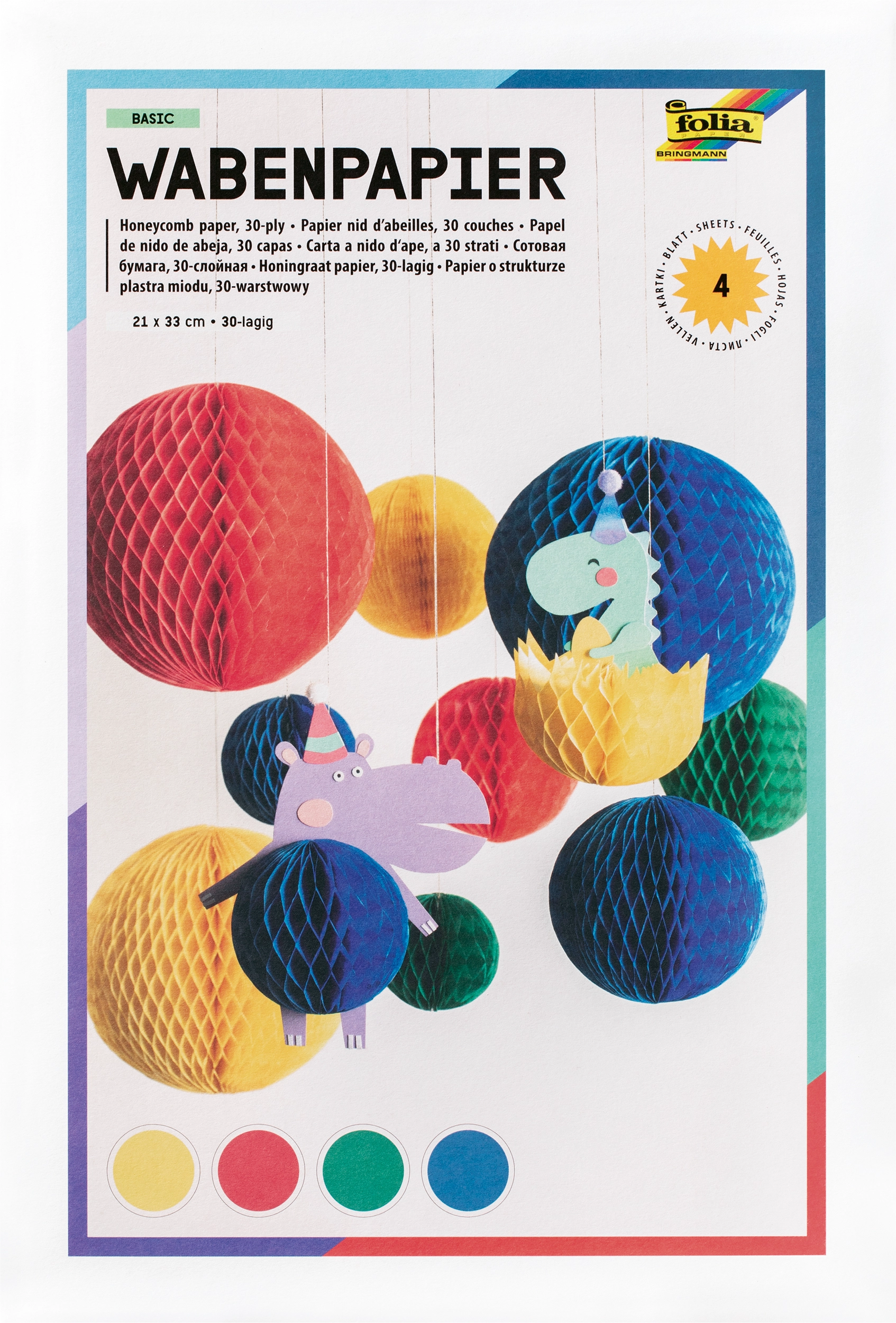 Wabenpapier, Basic, 21 x 33 cm, 4 Blatt