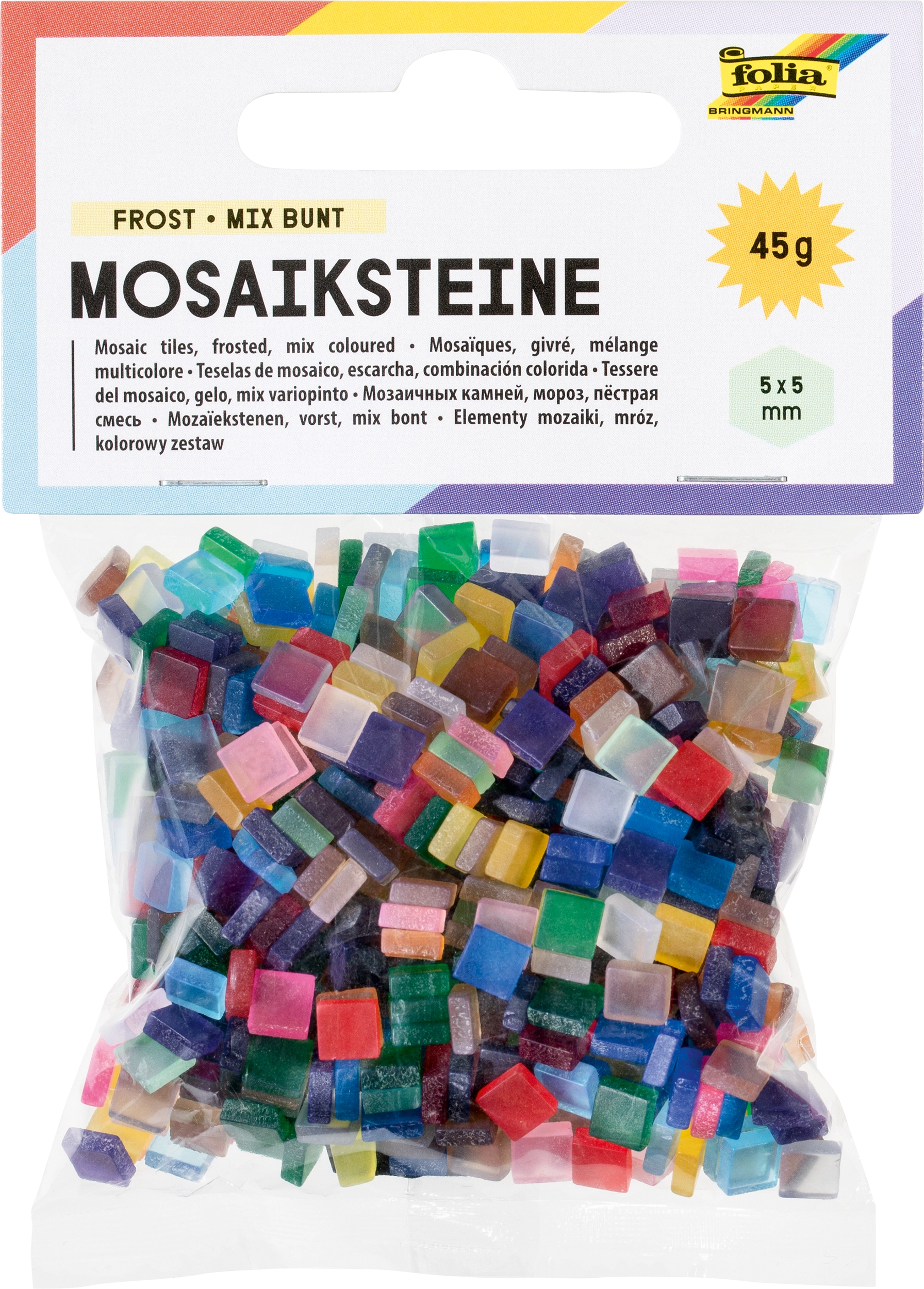 Resin-Mosaiksteine, Frost, Mix Bunt, 5 x 5 mm, 700 Stück