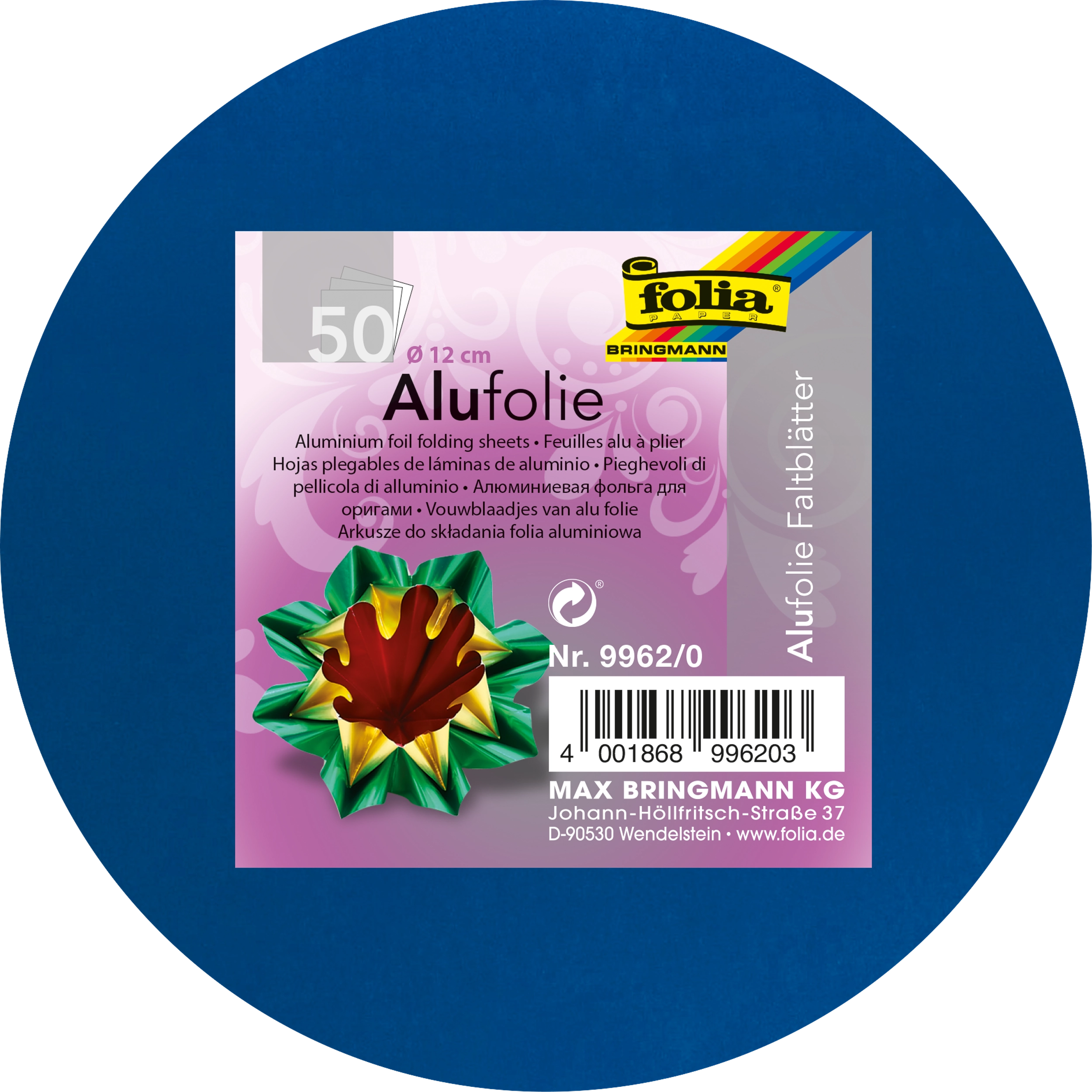 Origami Alufolie, Basic Mix, Rund, 50 Blatt, 1 Pack