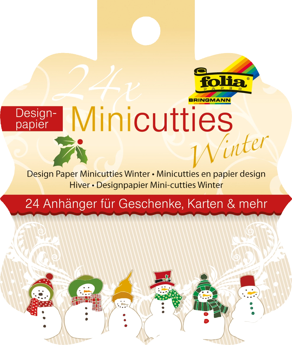 Designpapier Mini-Cutties, Winter, 8,4 x 9,9 cm, 24 Blatt