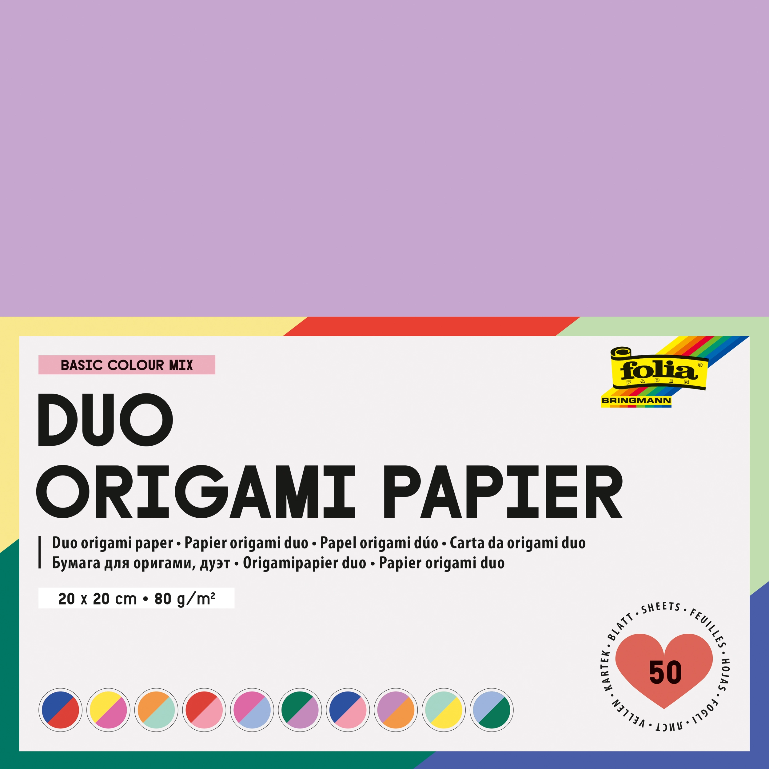 Duo Origamipapier Basic Color Mix  80g/m²