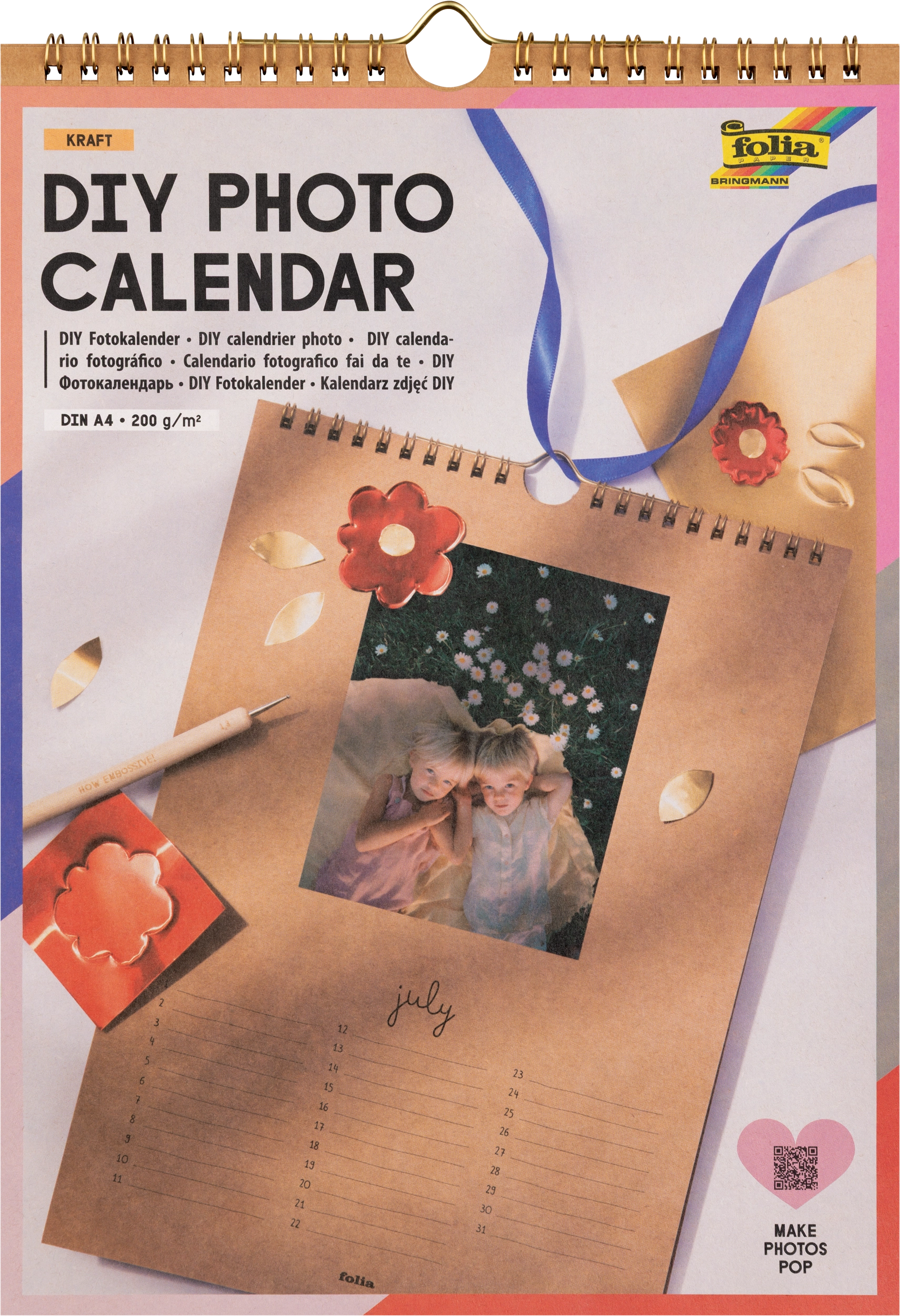 DIY Fotokalender, Kraft, DIN A4, 1 Stück
