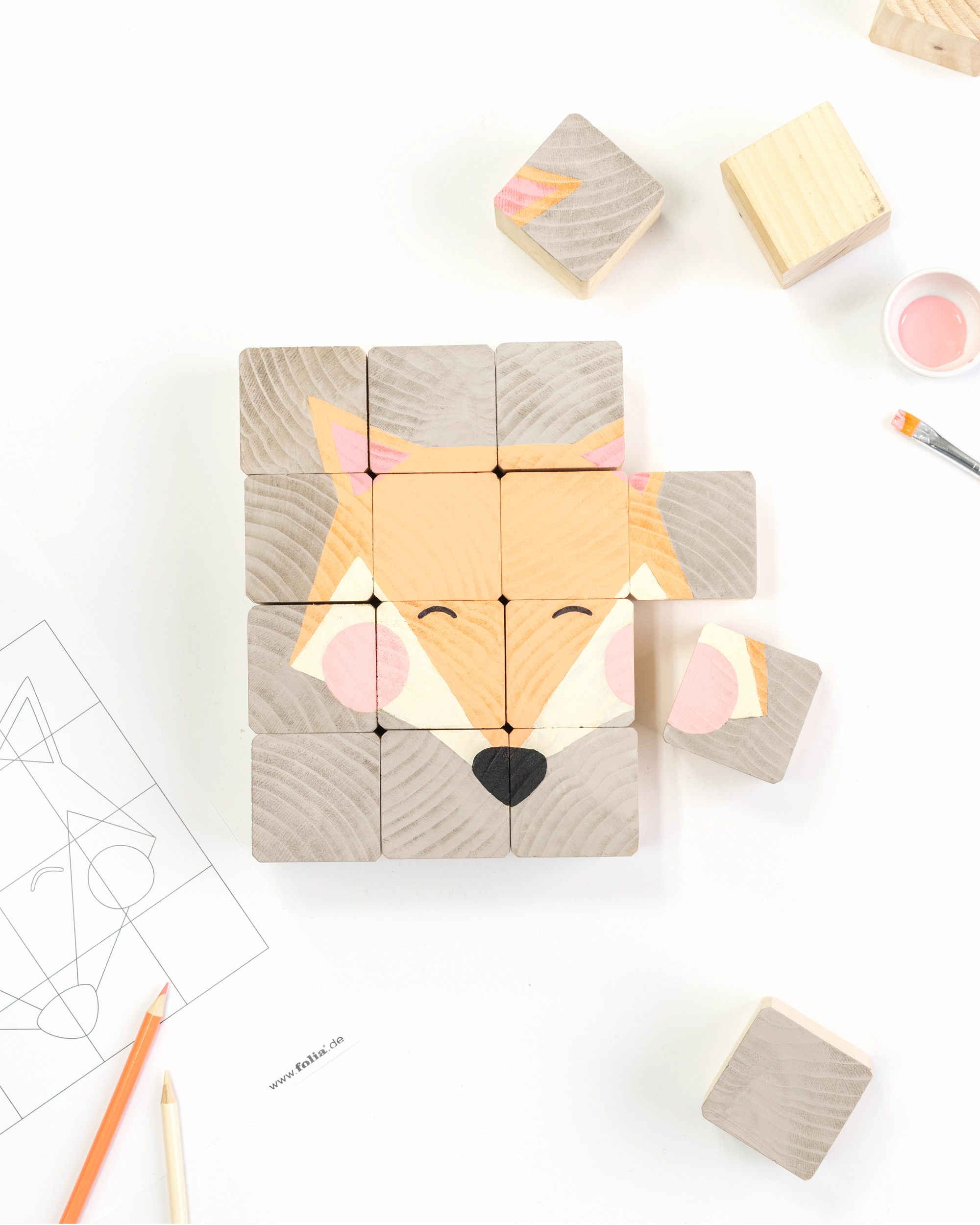 DIY Fuchs-Puzzle aus Holz