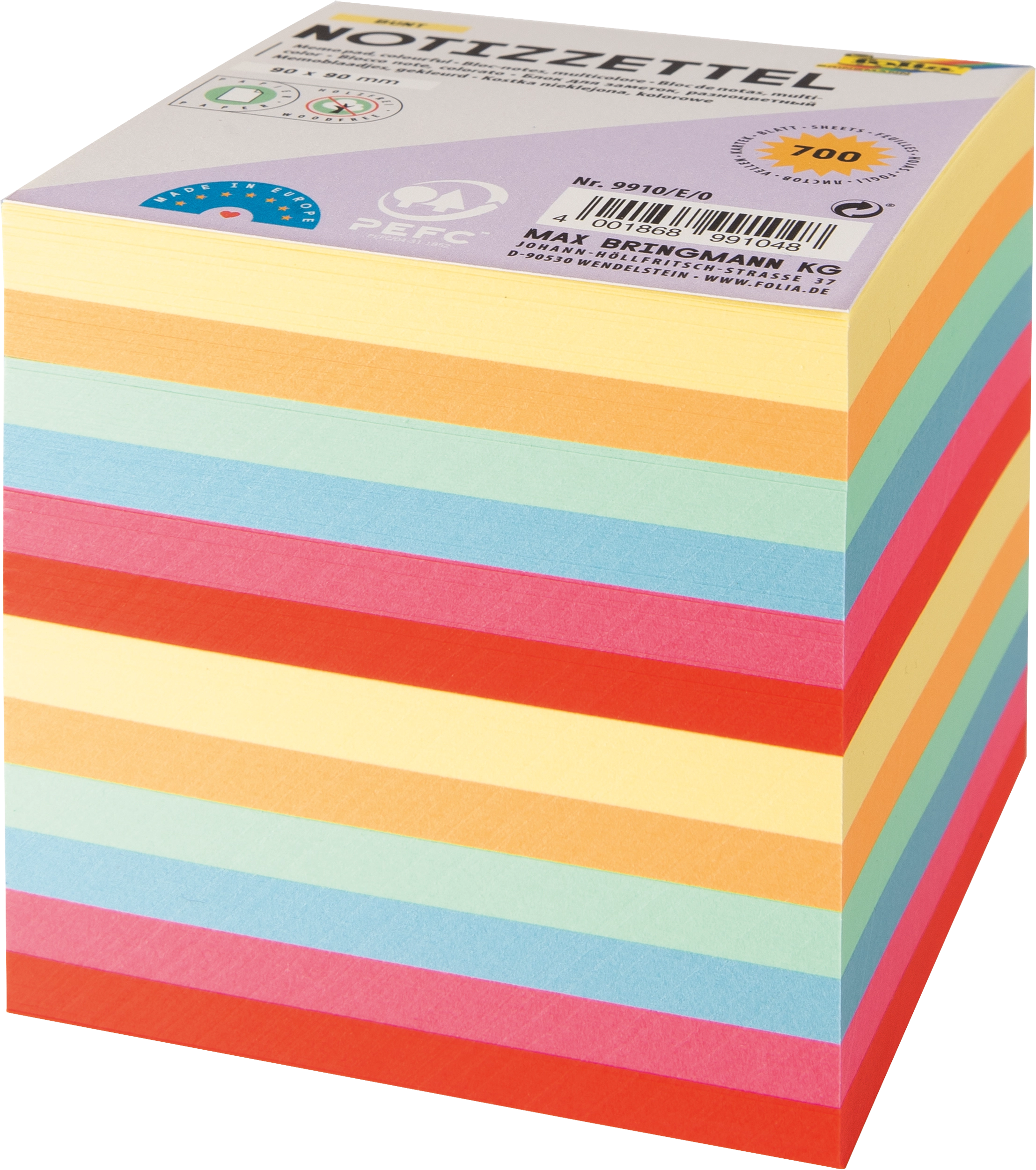 Notizzettel, Bunt, lose, 9 x 9 cm, 800 Blatt