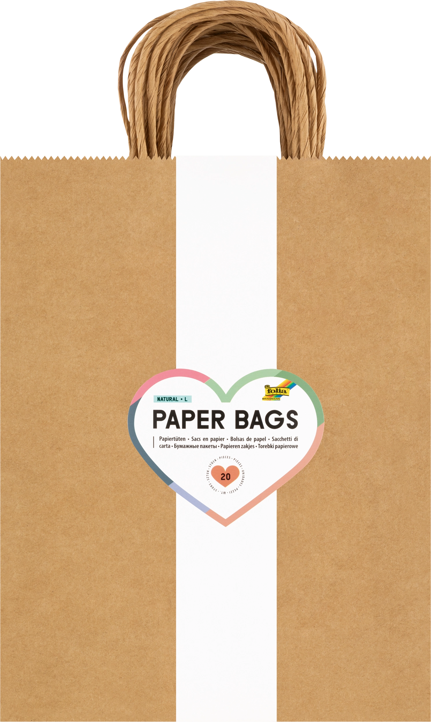 Papiertüten, Natur, L, 20 Stück