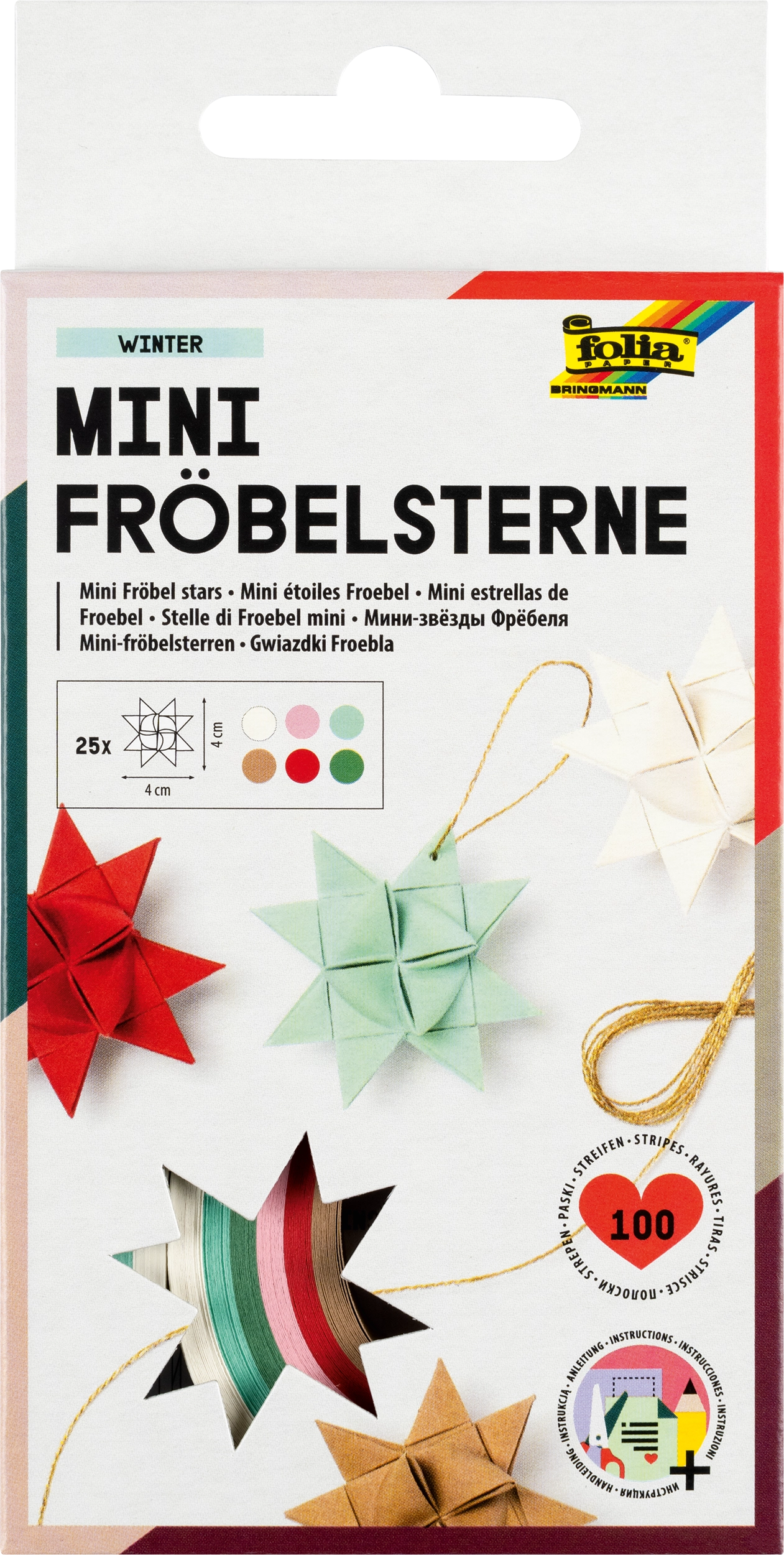 Mini Fröbel Stars, Winter, 130 g/m², 100 strips