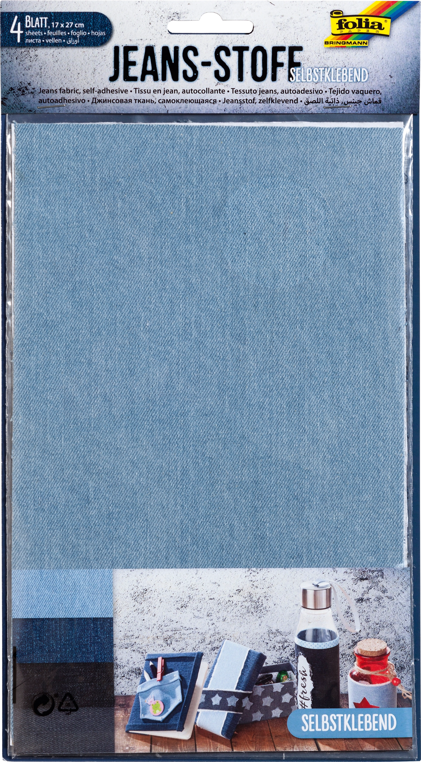 Jeans-Stoff, Selbstklebend, 4 Blatt