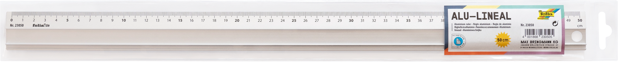 Alu-Lineal, Silber, 3,5 x 51 cm, 50 cm, 1 Lineal