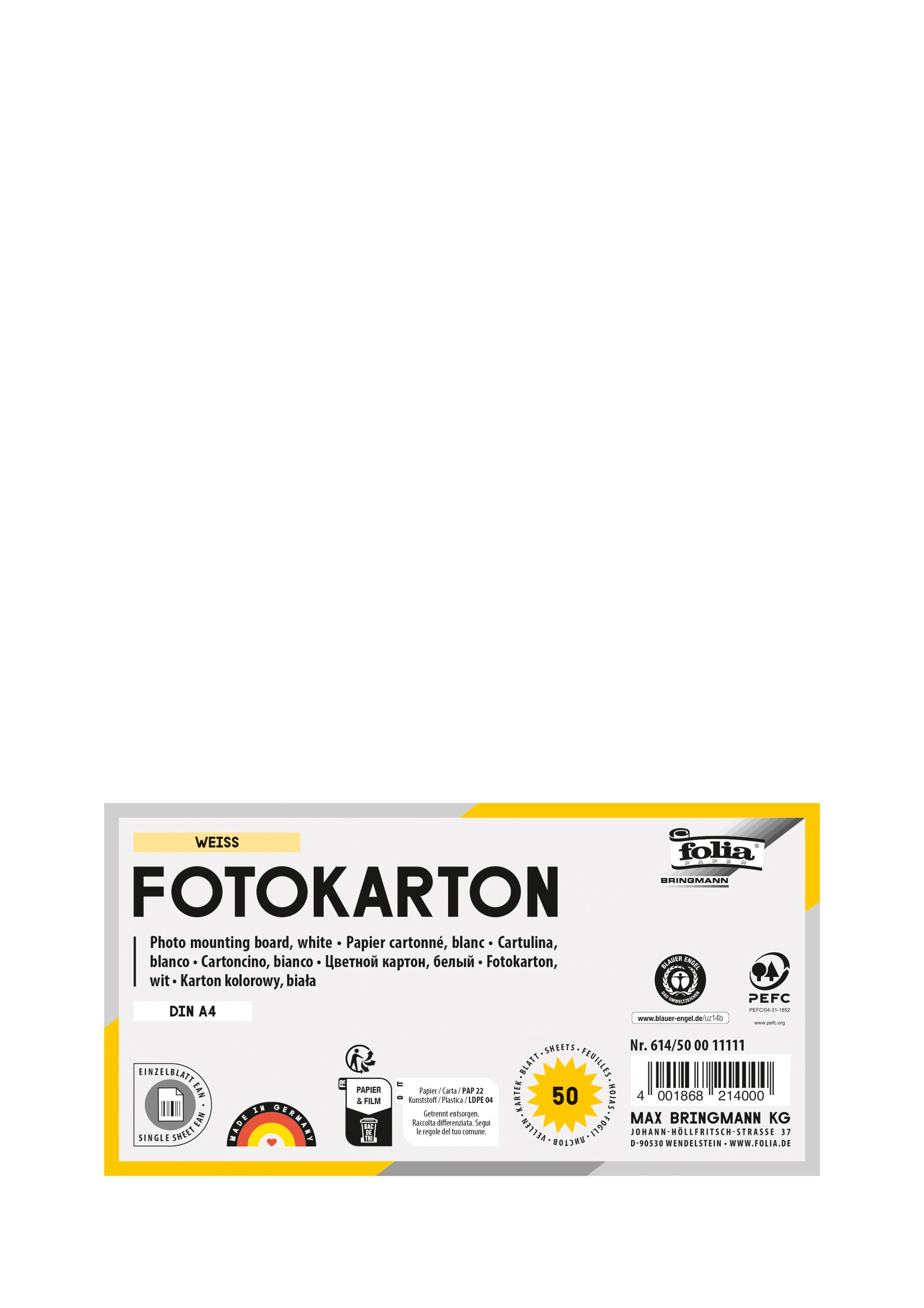 Photo Mounting Board, White, DIN A4, 300 g/m², 50 sheets, yes