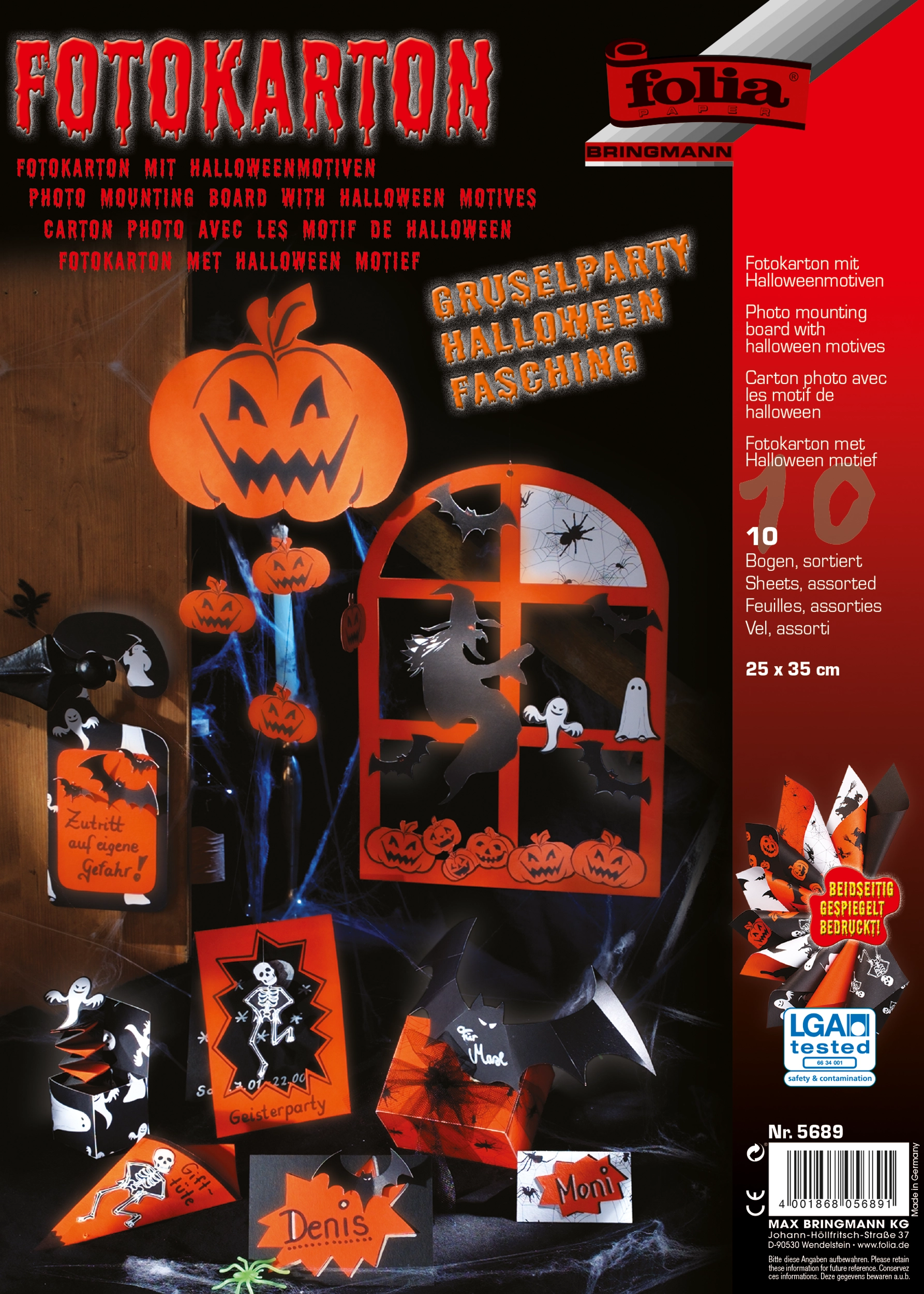 Motif Cardboard Pad, Halloween, 25 x 35 cm, 300 g/m², 10 sheets