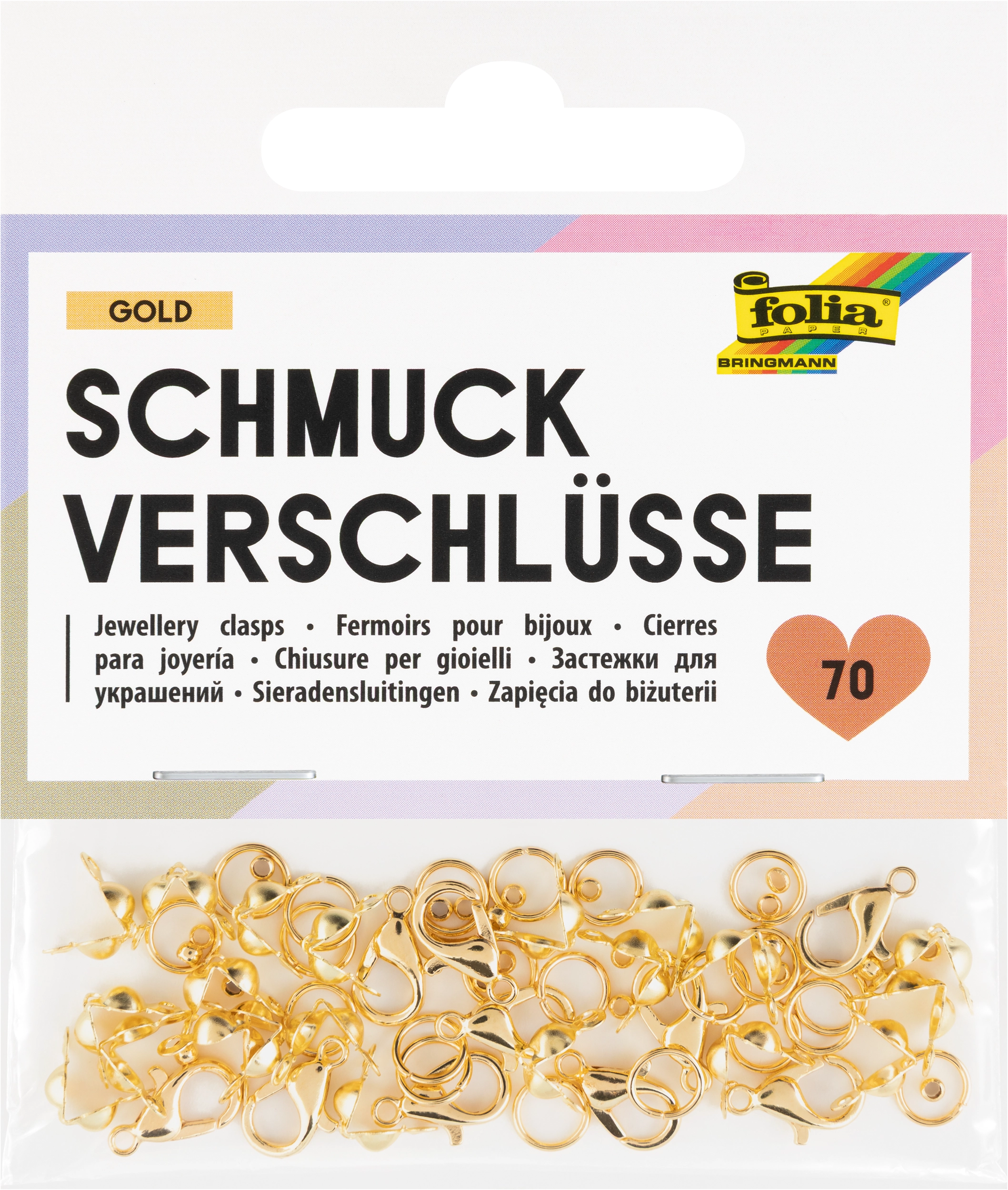 Jewellry Clasps, Gold, 70 pieces