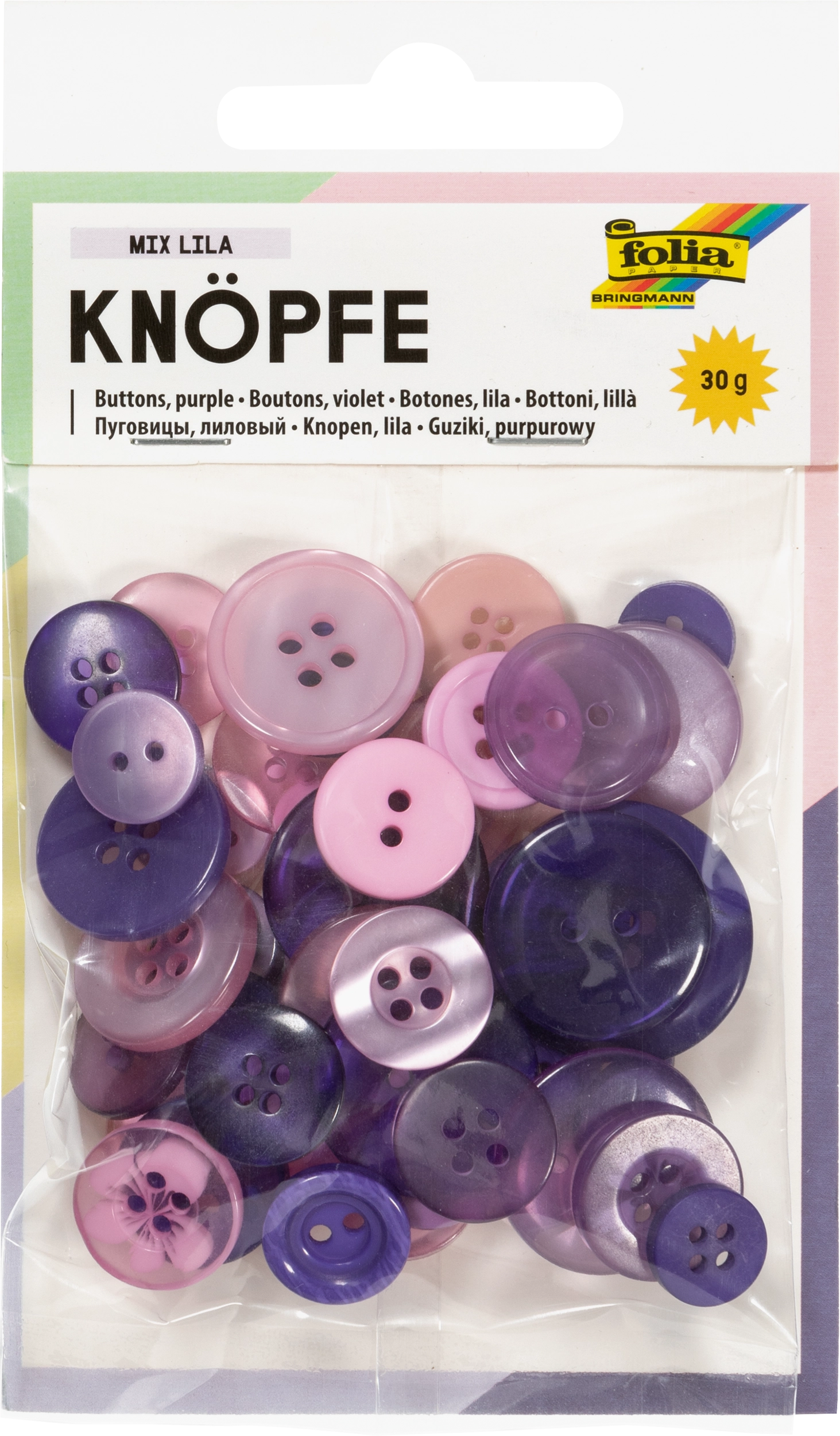 Buttons, Mix lilac, 30 g