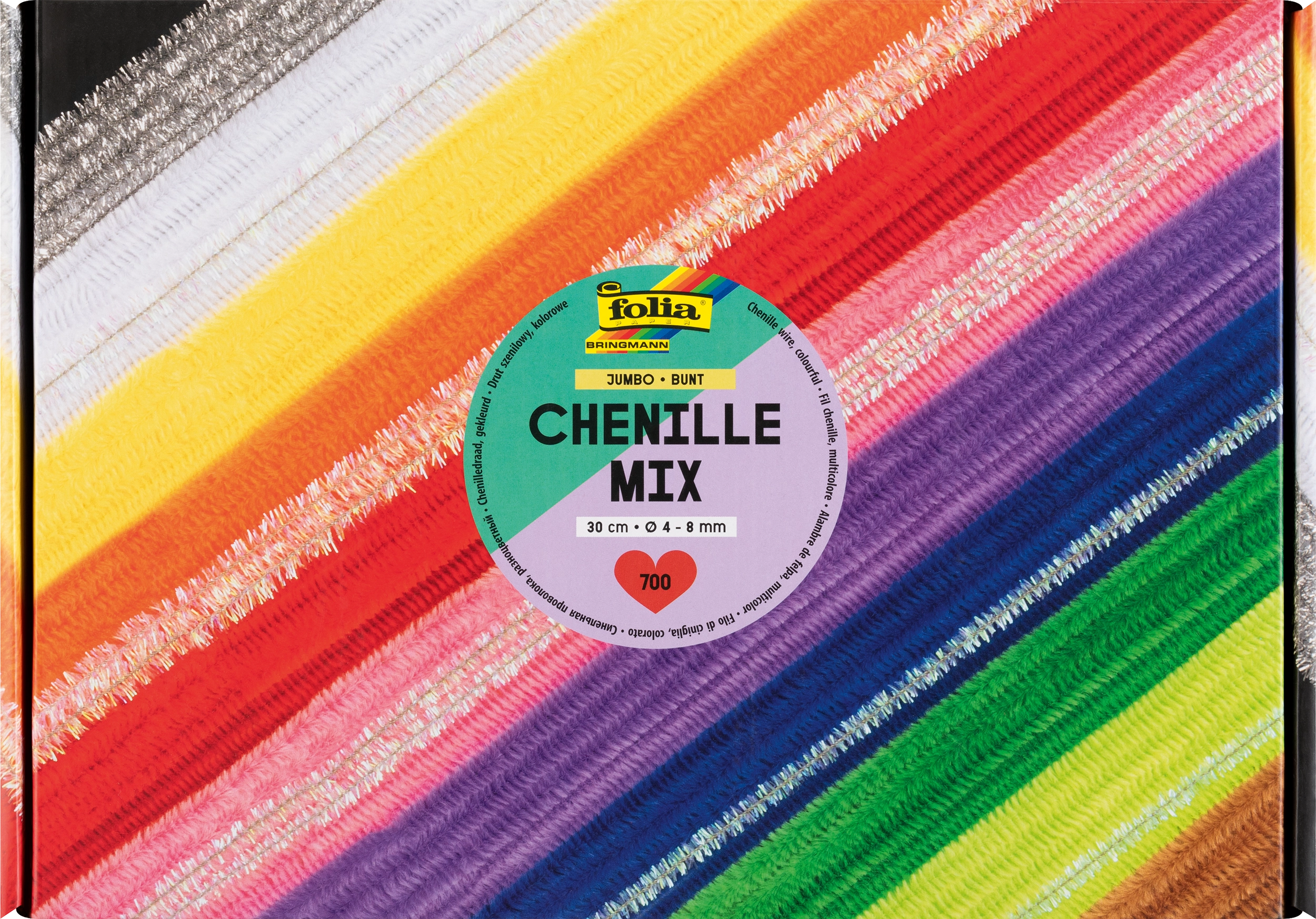 Chenille Mix Jumbo Bunt, 30cm lang, Ø 4/6/8mm