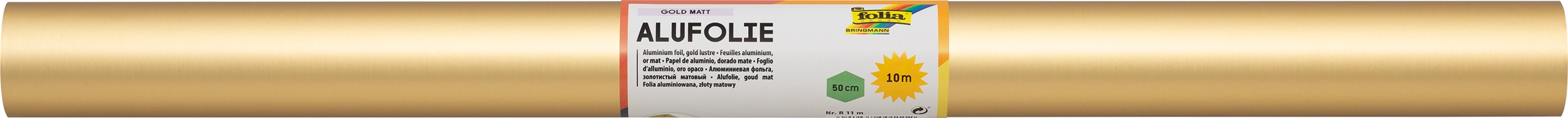 Aluminium Foil Double-Sided, Gold Matte / Gold Matte, 50 cm x 10 m, 1 roll