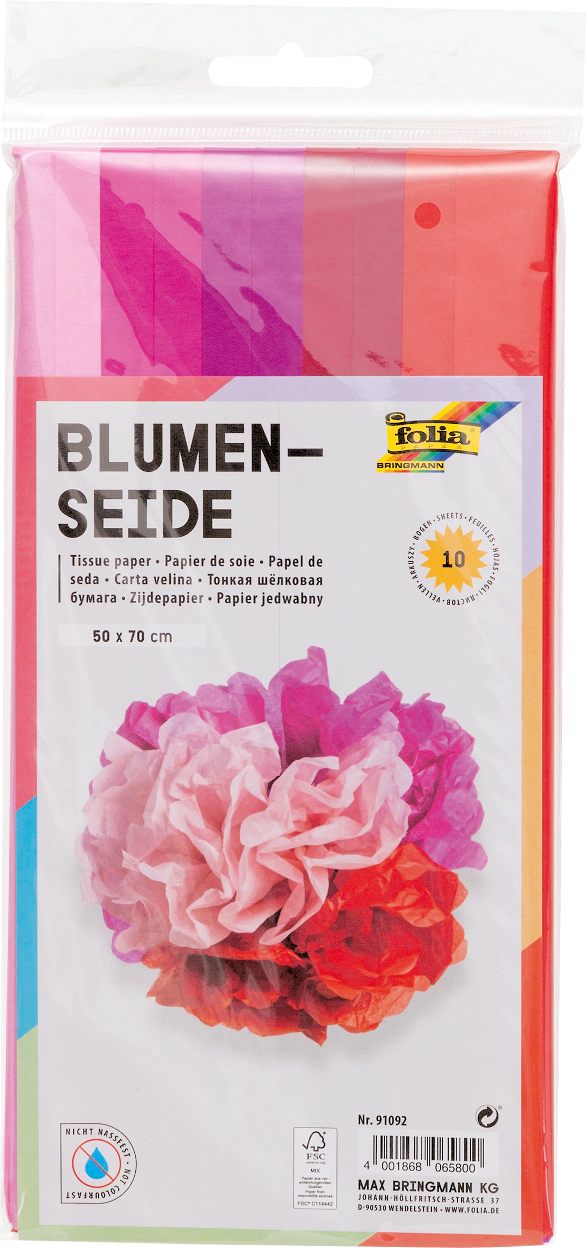 Tissue Paper, Mix Red, 50 x 70 cm, 20 g/m², 10 sheets