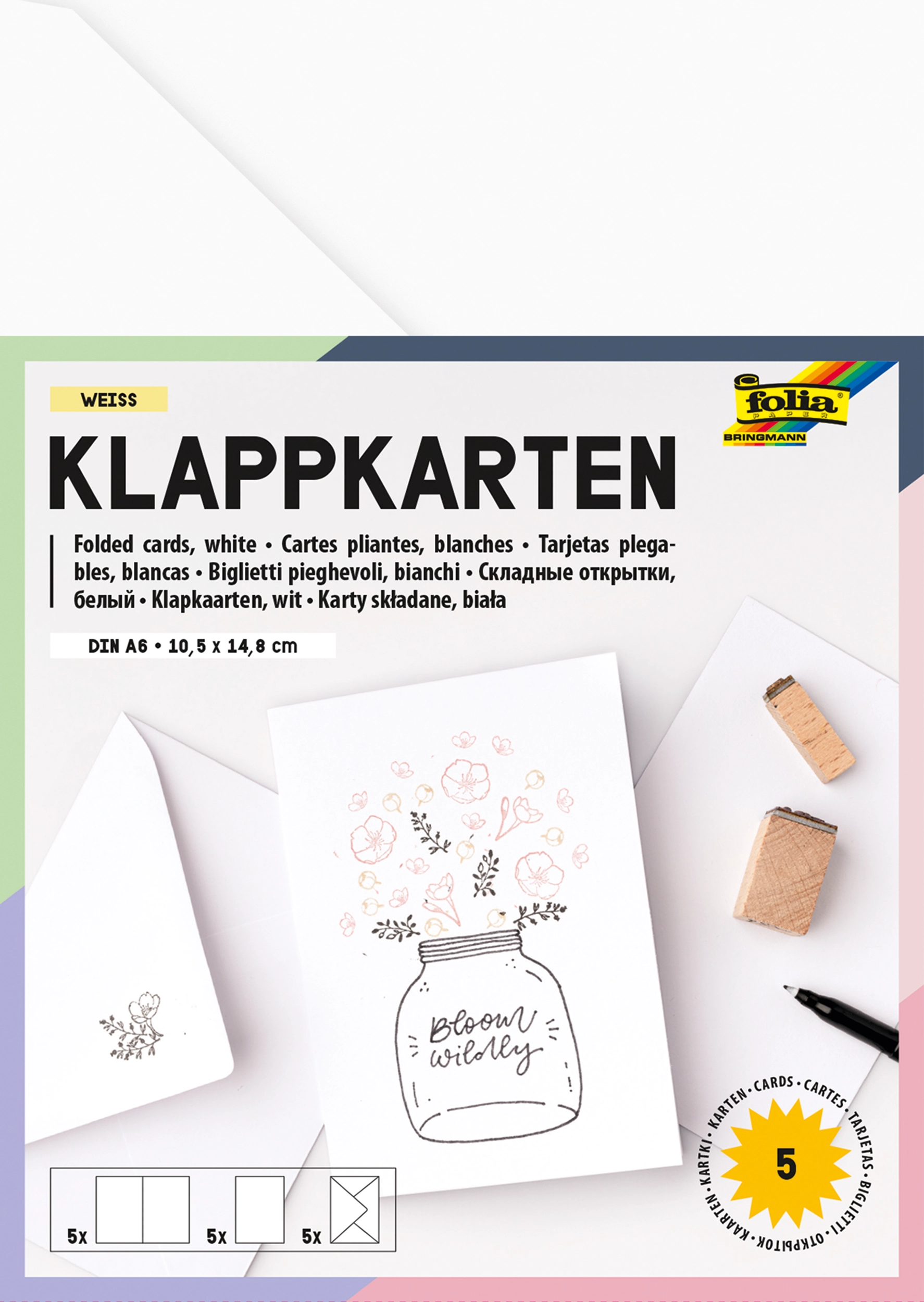 Klappkarten, Weiß, Rechteckig