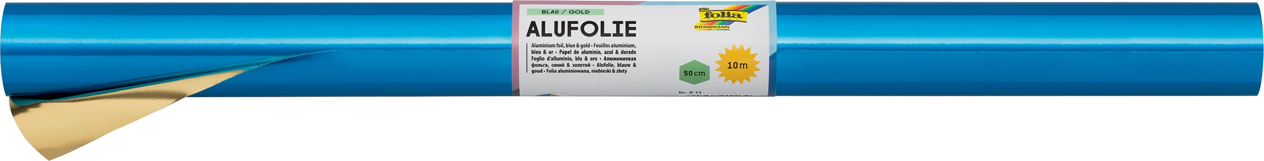 Aluminium Foil Double-Sided, Blue / Gold, 50 cm x 10 m, 1 roll