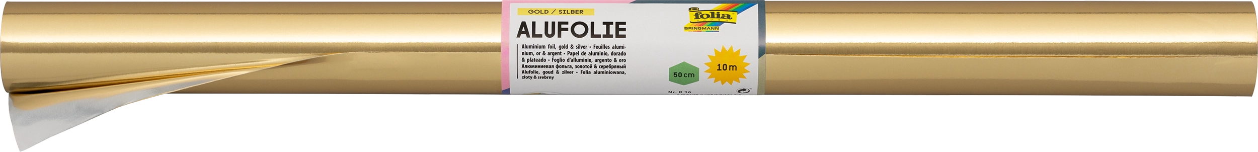 Aluminium Foil Double-Sided, Gold / Silver, 50 cm x 10 m, 1 roll